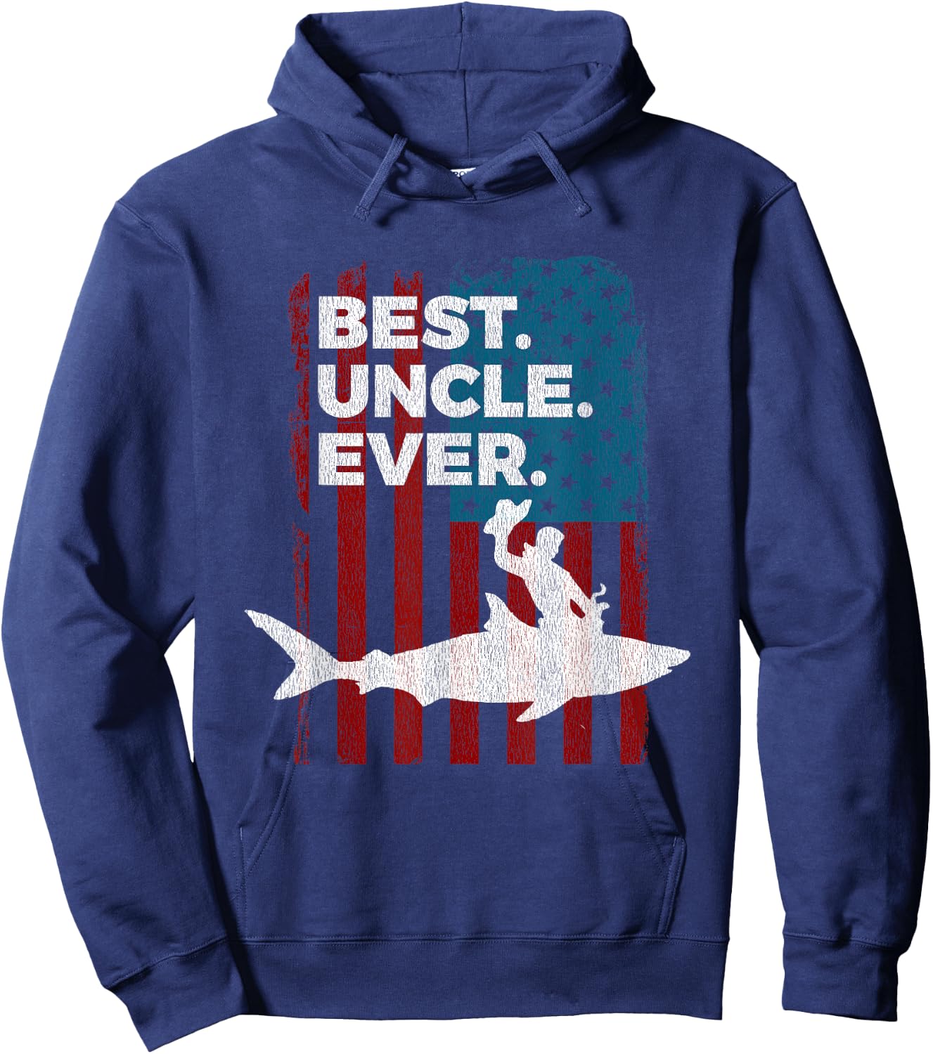 Best Uncle Ever Riding a Shark Shirt Hoodie - Hoodie | Navy