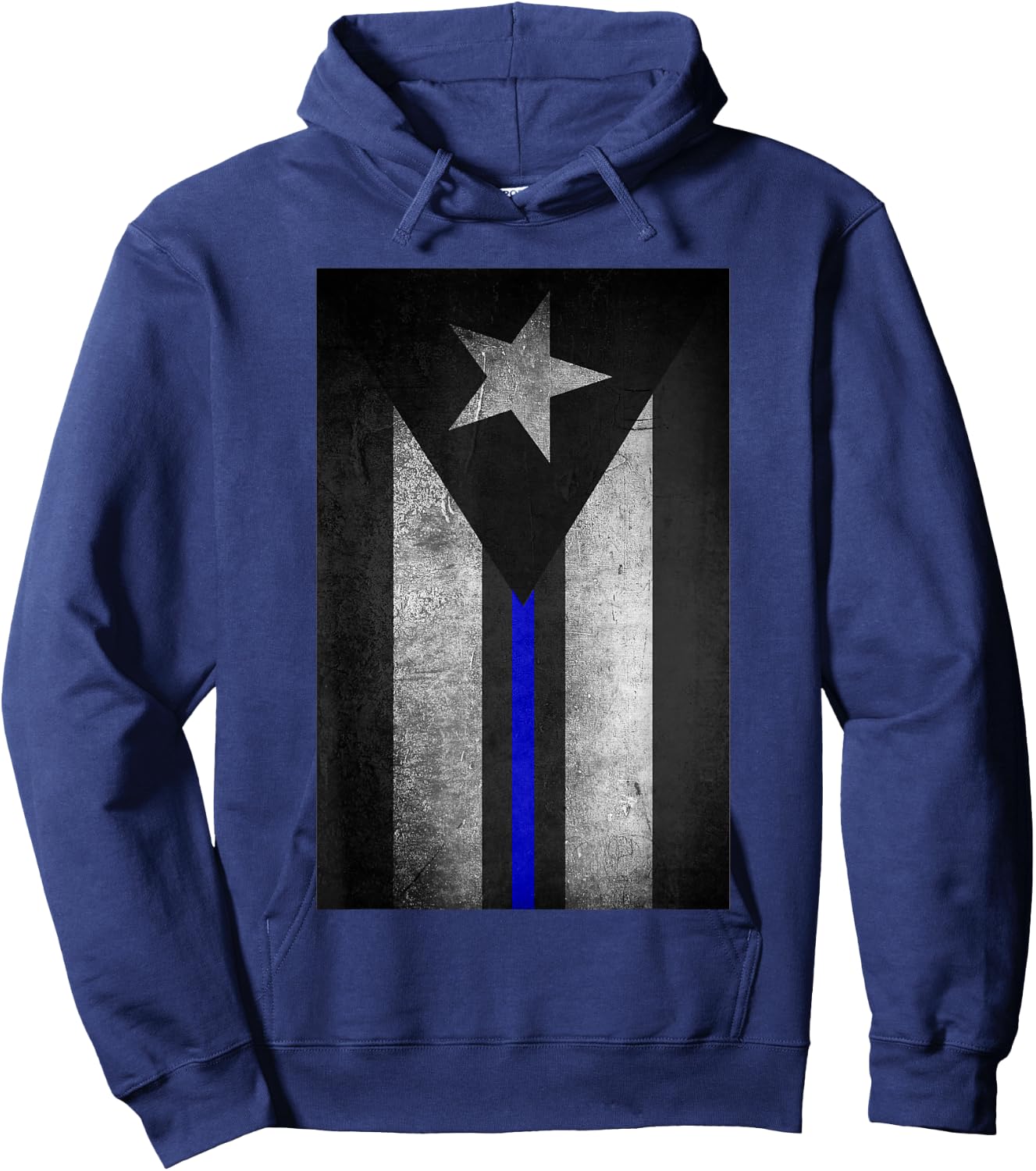 Puerto Rico Flag Police Thin Blue Line Dirty Hoodie - Hoodie | Navy