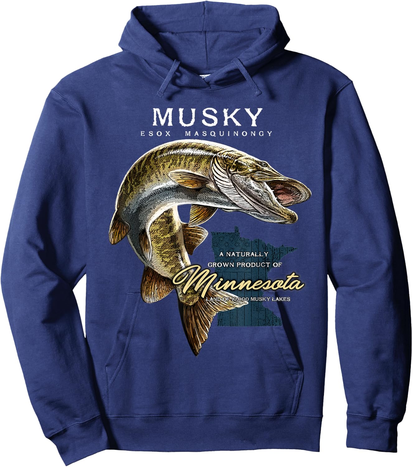 Musky Fishing Minnesota Hoodie - Hoodie | Navy