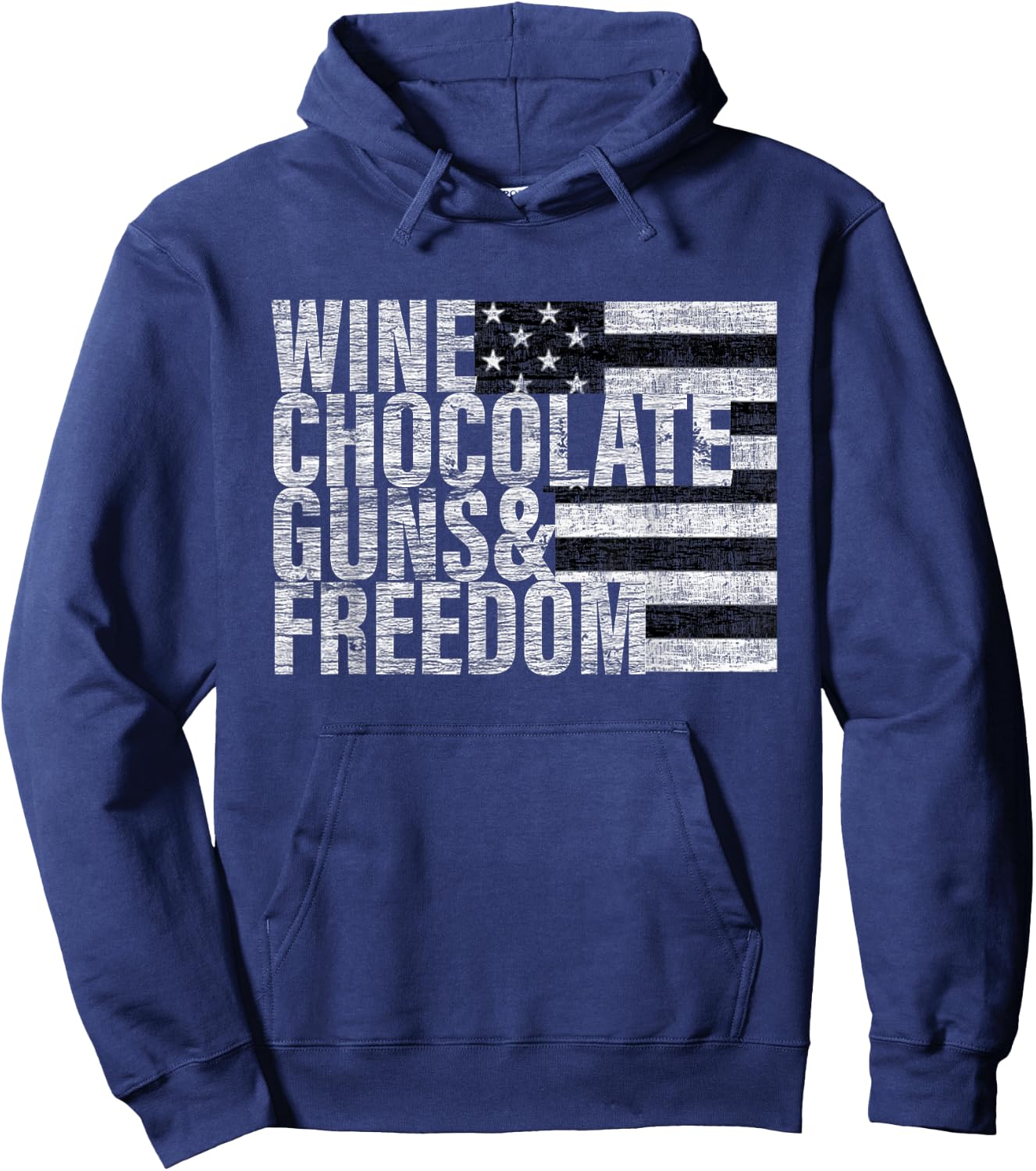 Wine Chocolate Guns & Freedom Women's Flag Hoodie - Hoodie | Navy