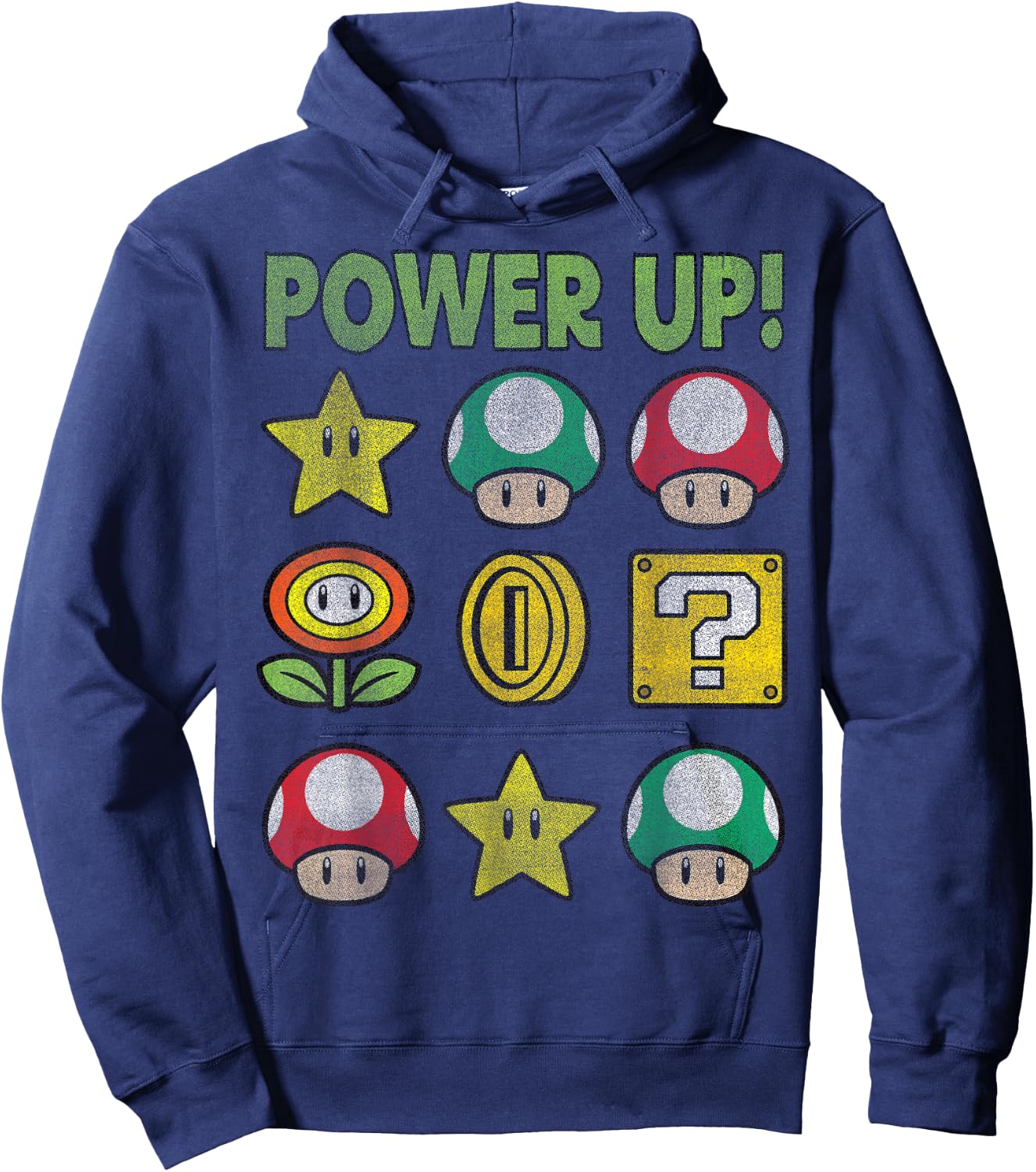 Super Mario Power Up Items Vintage Graphic Hoodie - Hoodie | Navy