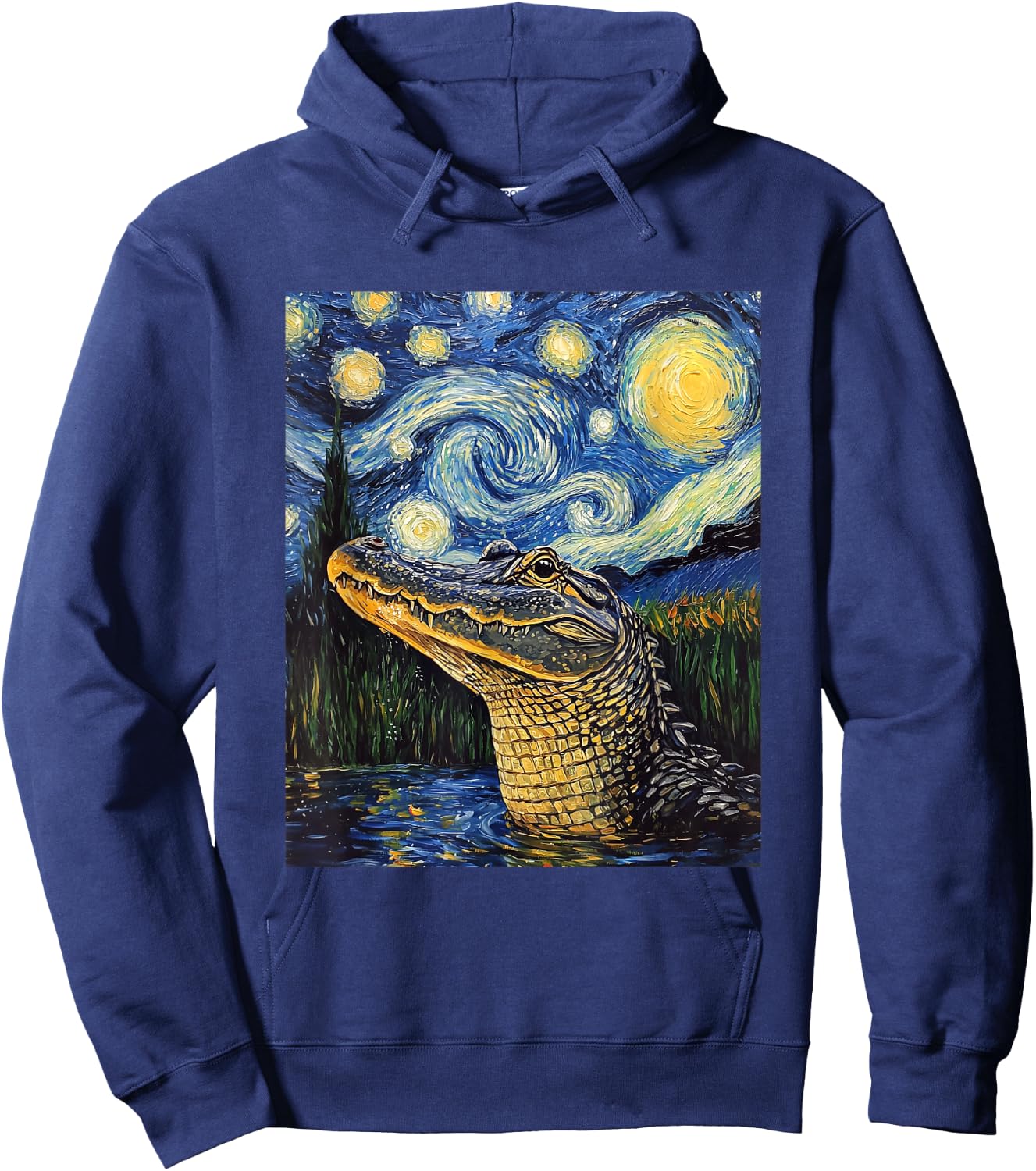 Alligator - Van Gogh Style - Starry Night Hoodie - Hoodie | Navy