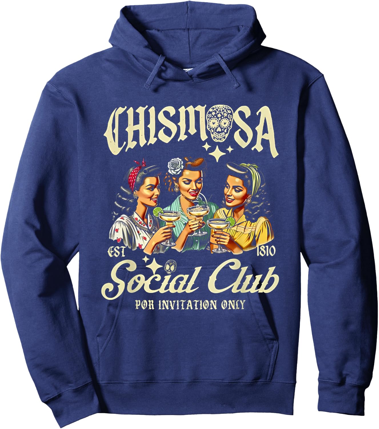 Chismosa Social Club Por Invitation Only Hoodie - Hoodie | Navy