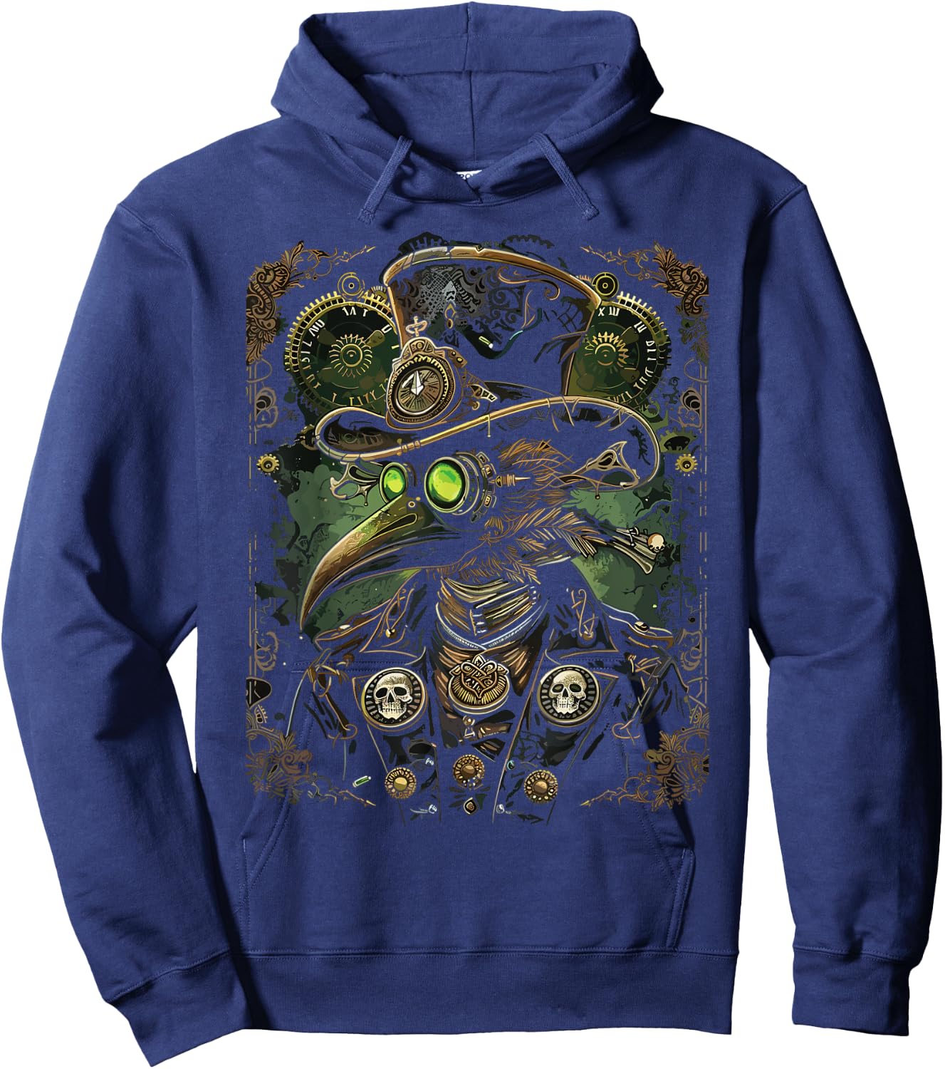 Mechanical Steampunk Pestilence Plague Doctor Hoodie - Hoodie | Navy