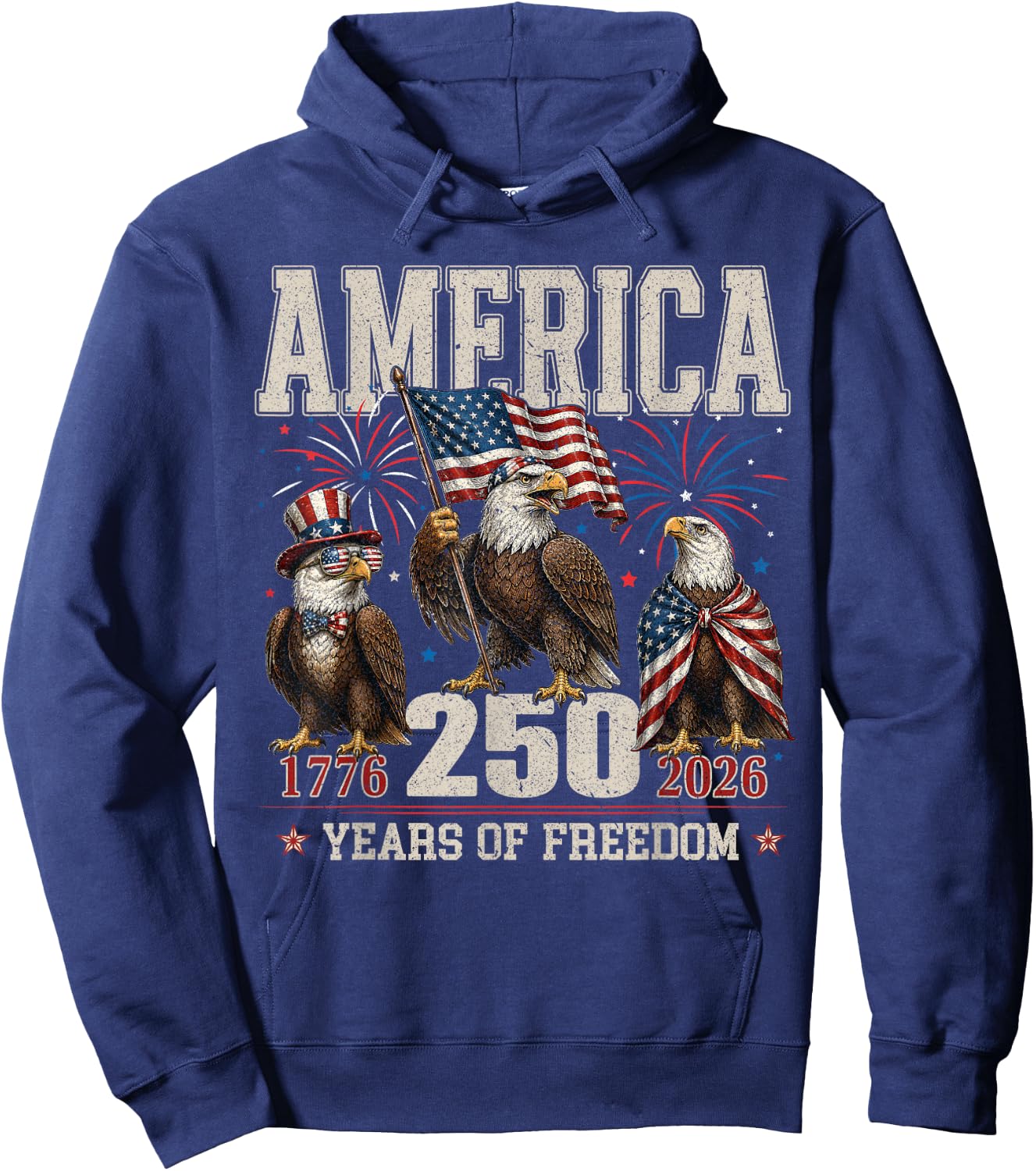 250 Years of Freedom Eagles 1776 2026 Hoodie - Hoodie | Navy
