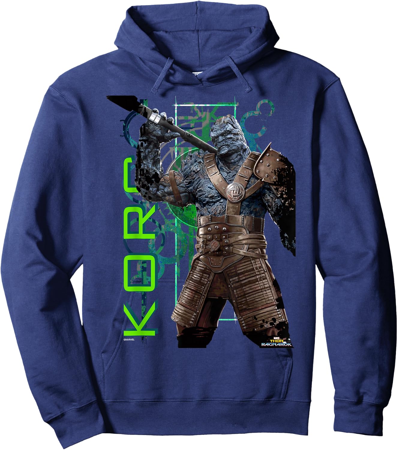 Marvel Thor Ragnarok Korg Green Symbols Graphic Hoodie - Hoodie | Navy