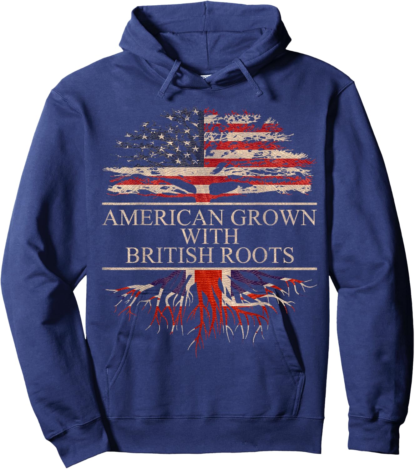 American Grown with British Roots Hoodie - Hoodie | Navy