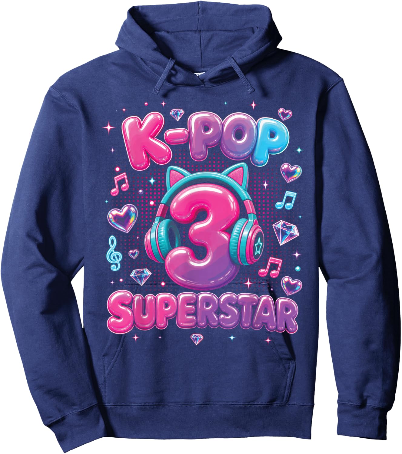 K-Pop 3rd Birthday Girls 3 Year Old Girl Hoodie - Hoodie | Navy