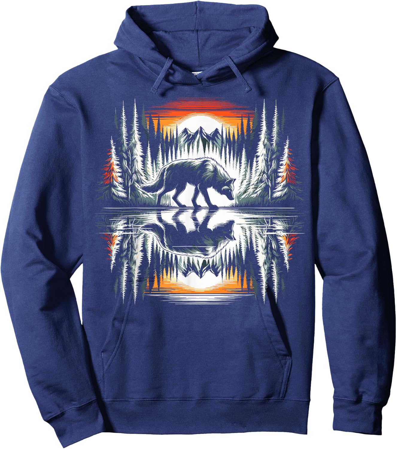 Wolf Forest Nature Wildlife Hoodie - Hoodie | Navy