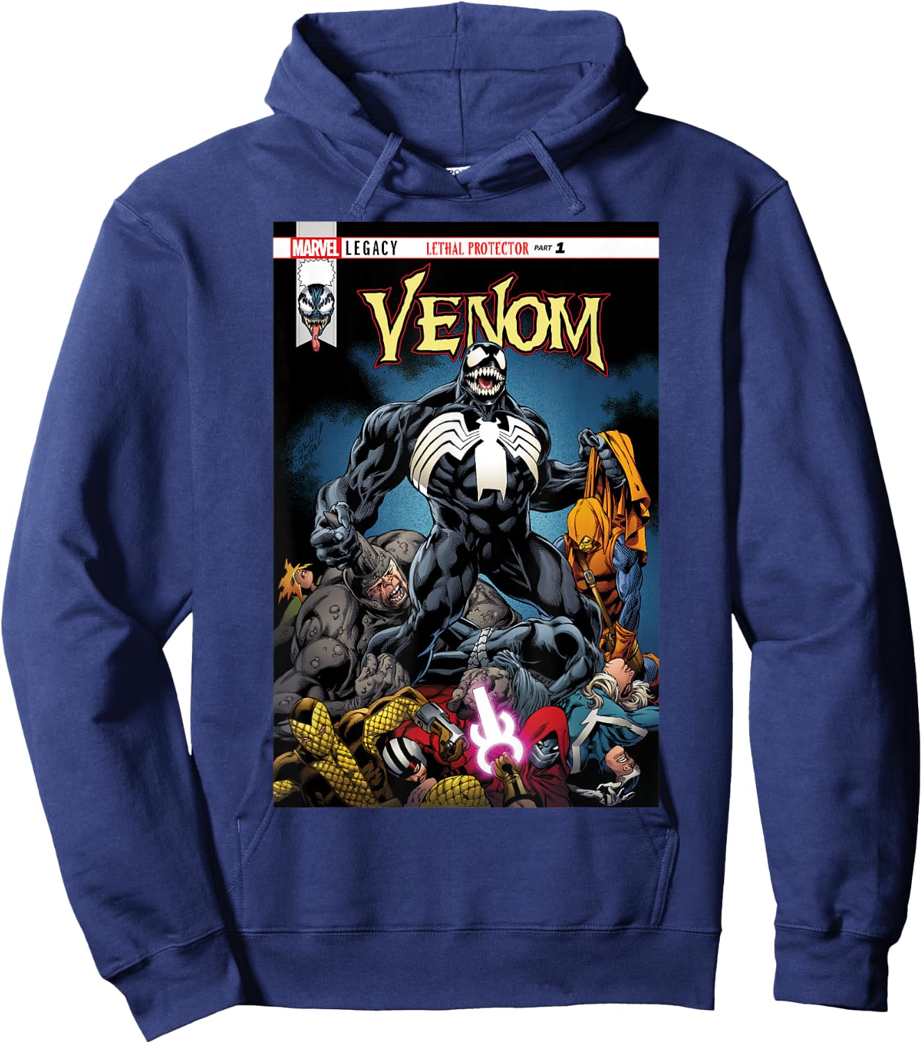 Marvel Venom Lethal Pileup Comic Cover Graphic Hoodie - Hoodie | Navy
