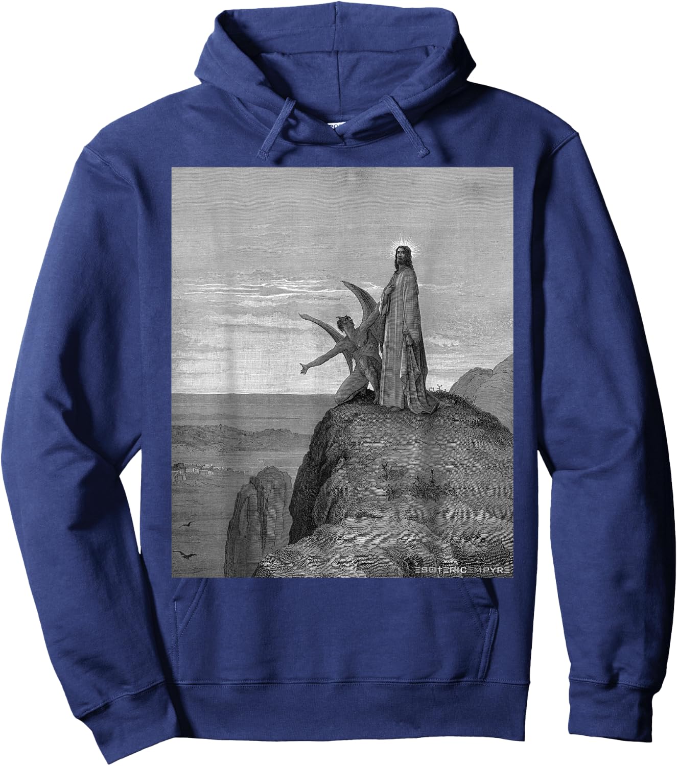 Jesus Satan Temptation by Gustave Dore Hoodie - Hoodie | Navy