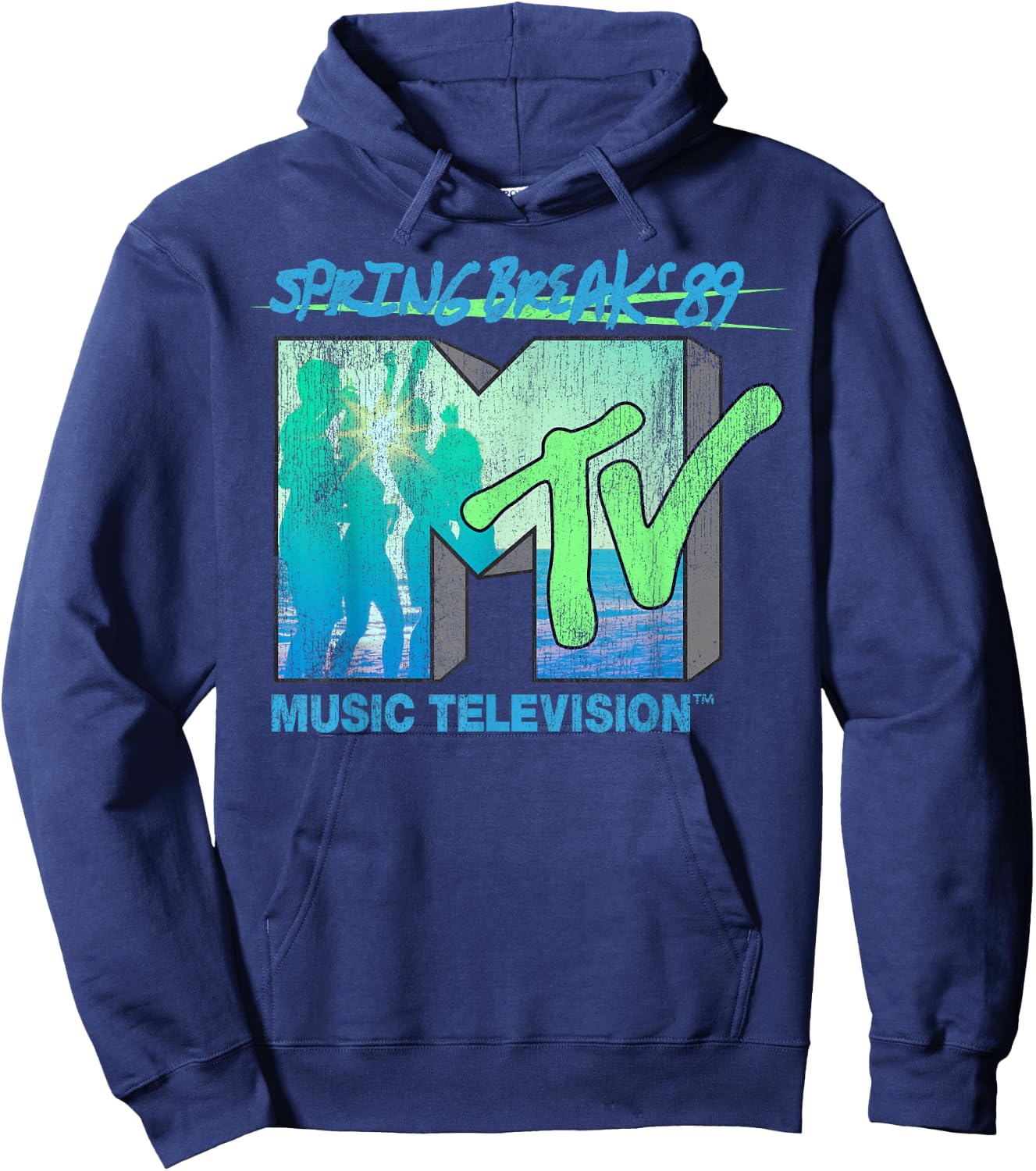 MTV Spring Break 89 Retro Beach Logo Hoodie - Hoodie | Navy