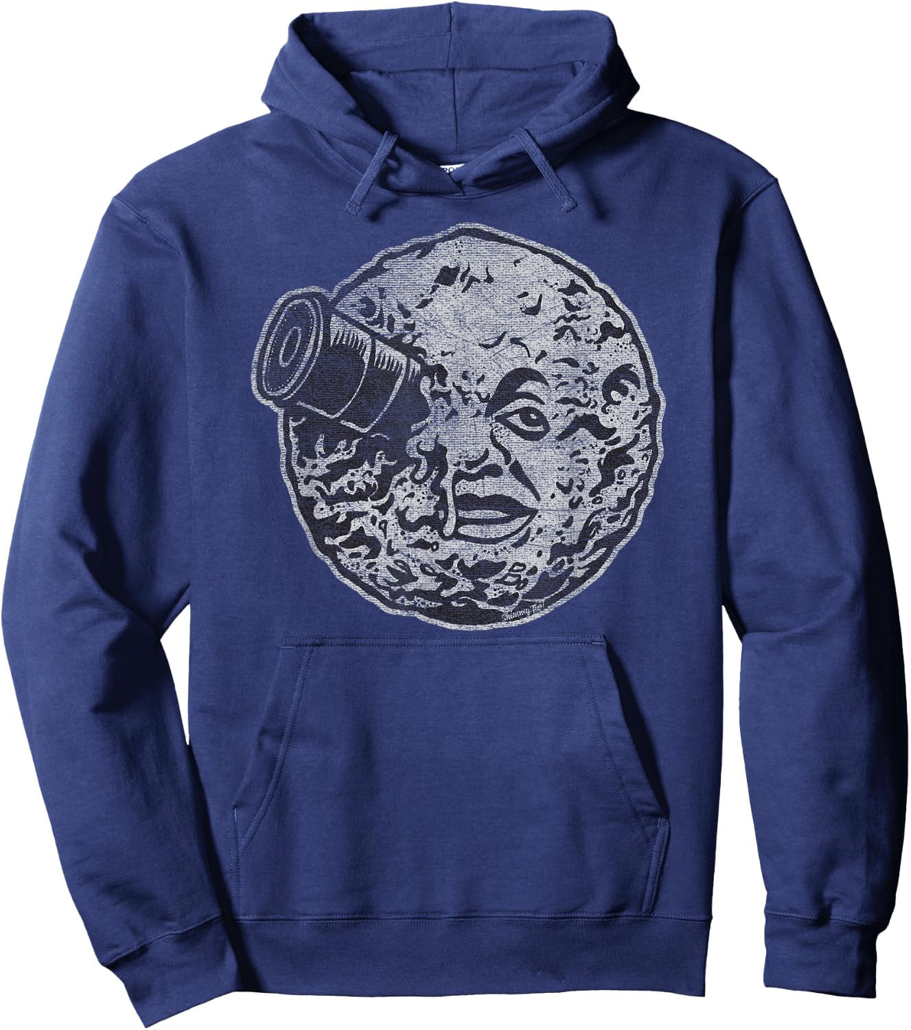 Rocket Ship Moon Face Hoodie - Hoodie | Navy