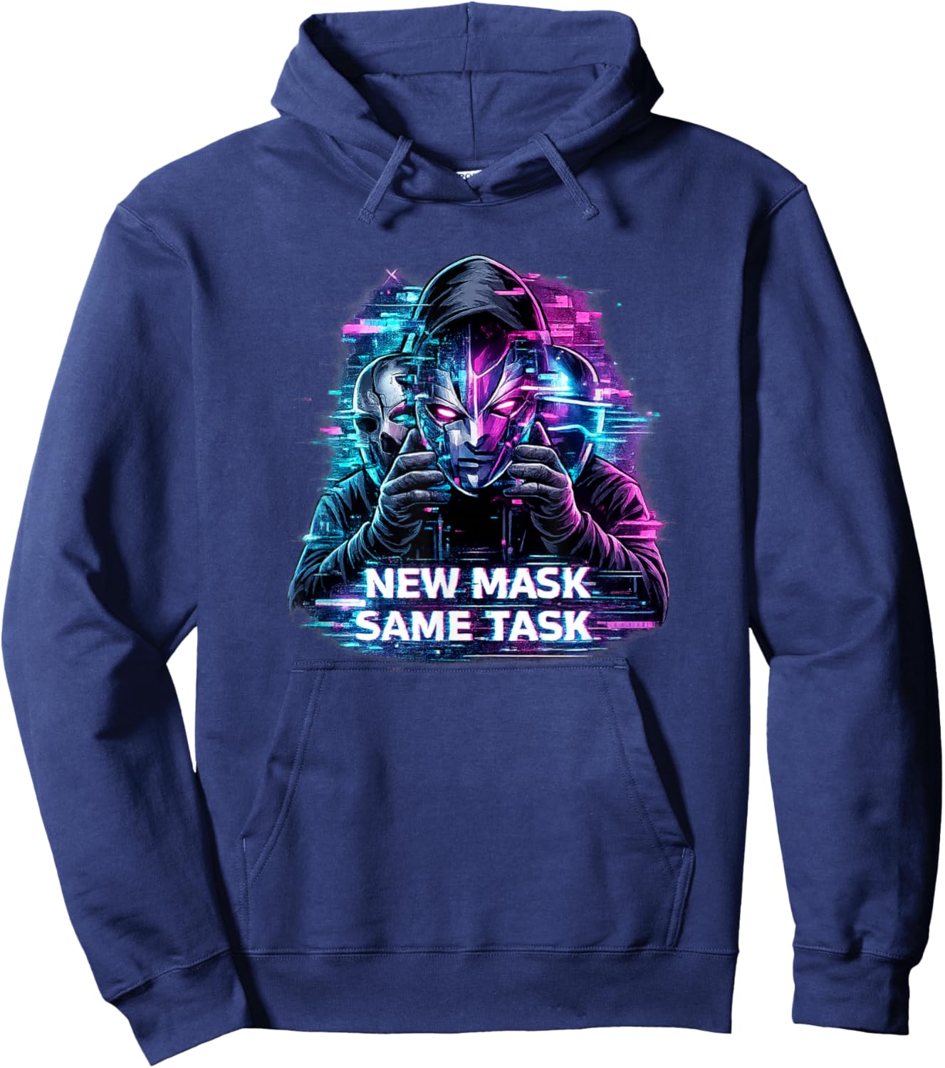 Glitch Persona Affirmation | New mask Same Task Hoodie - Hoodie | Navy
