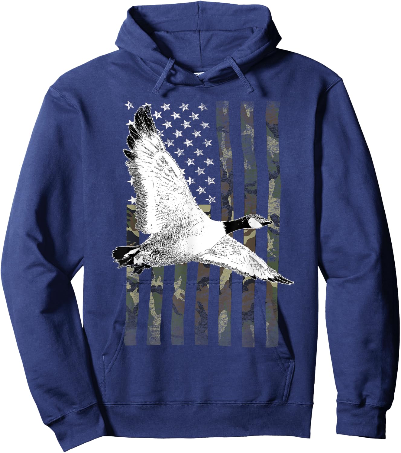 Goose Hunting Camouflage American Flag Kids Men Hoodie - Hoodie | Navy