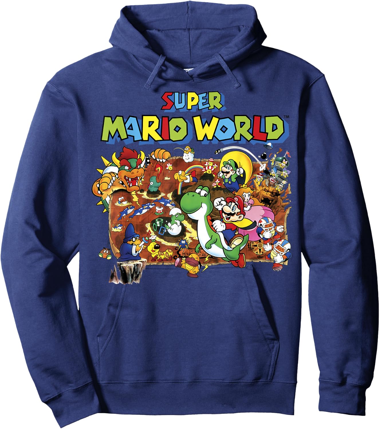 Super Mario World Retro Map Graphic Hoodie - Hoodie | Navy