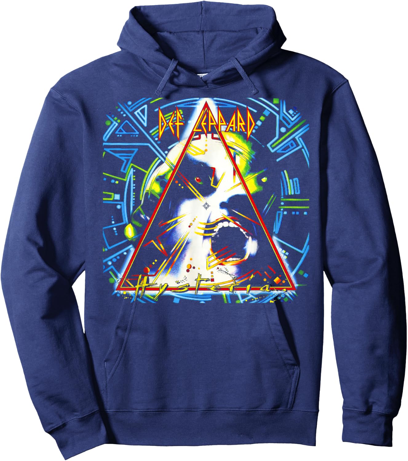 Def Leppard - Hysteria Album Short Sleeve Hoodie - Hoodie | Navy