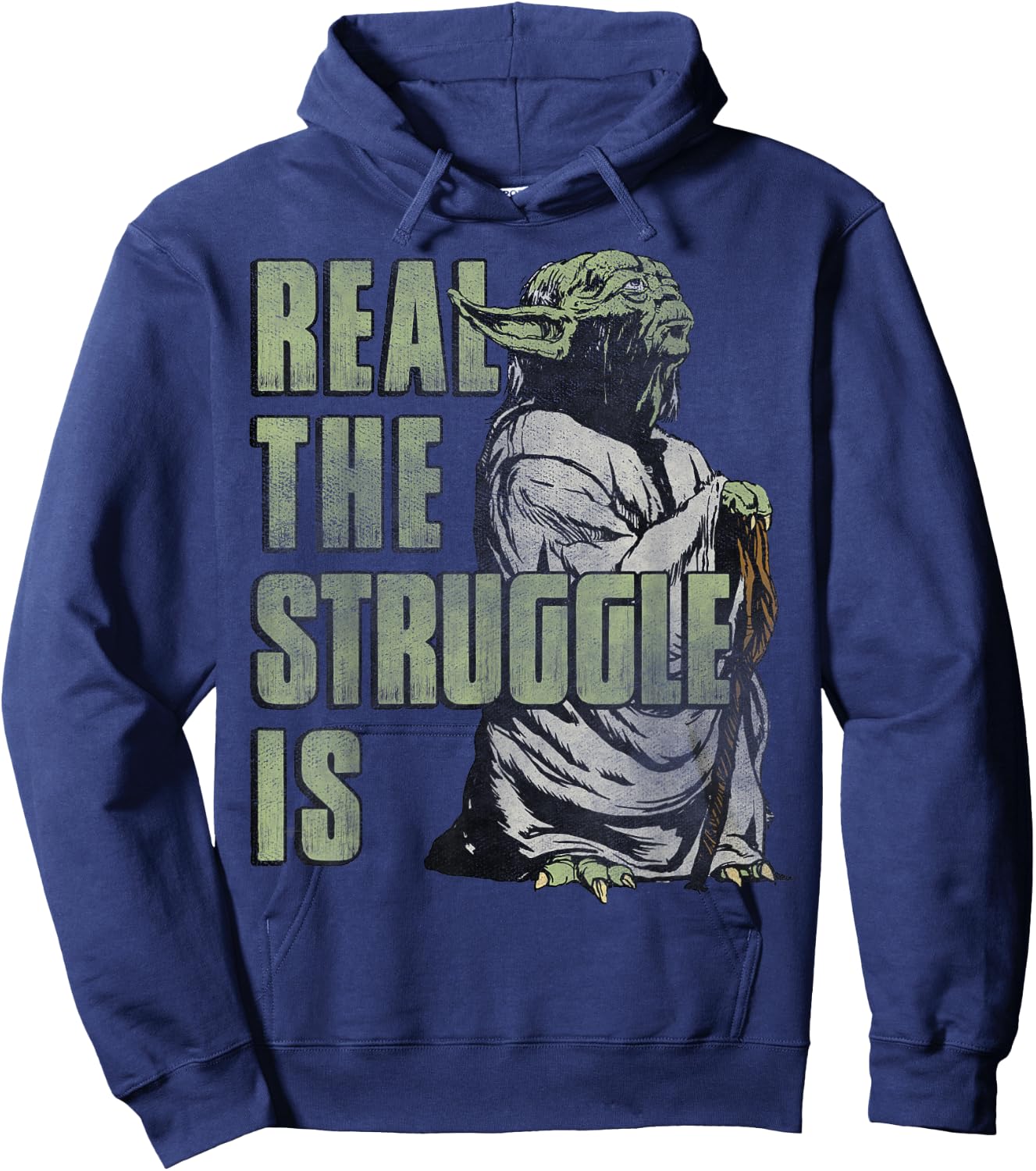 Star Wars Yoda Real The Struggle Is Graphic Hoodie - Hoodie | Navy