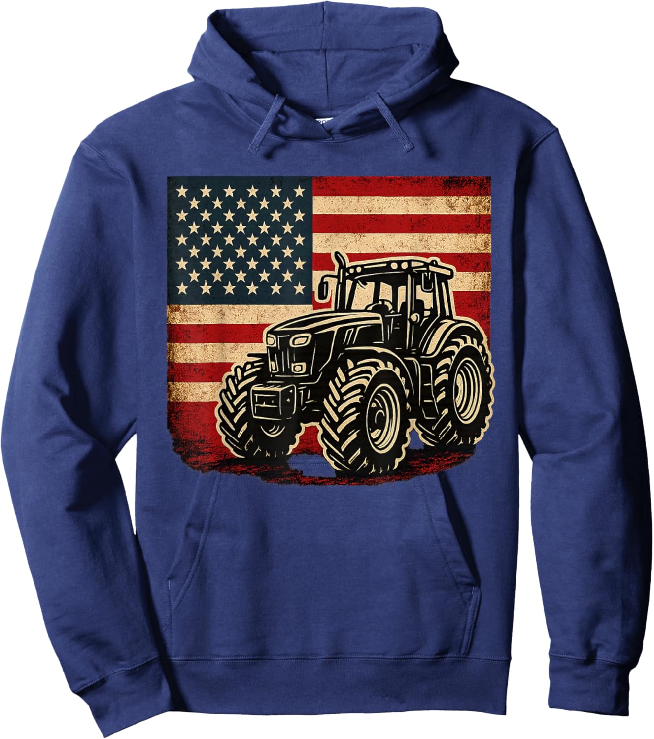 Farm Tractors USA Flag Patriotic Farming Hoodie - Hoodie | Navy