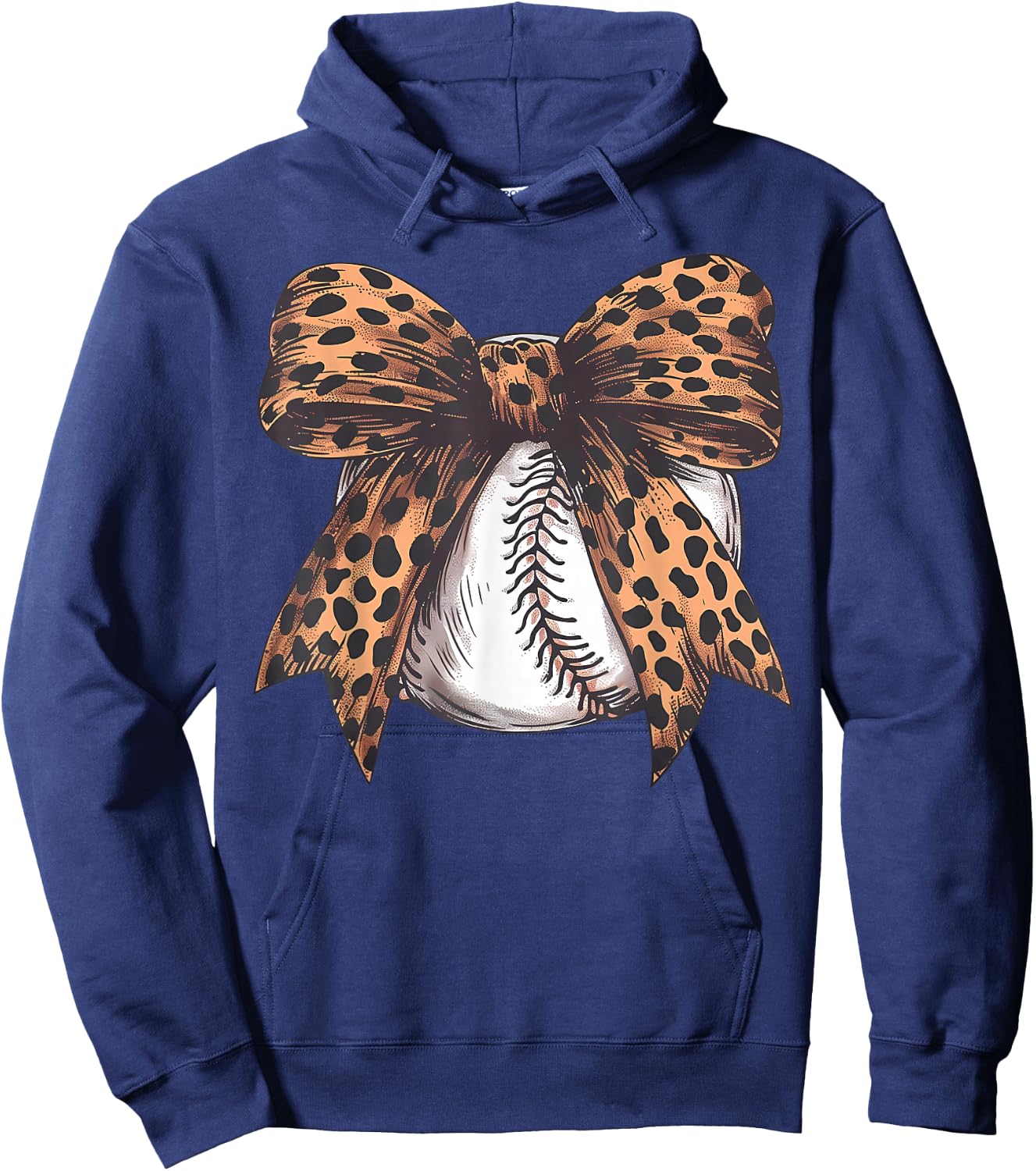 Vintage Baseball Leopard Coquette Bow For Girls Hoodie - Hoodie | Navy