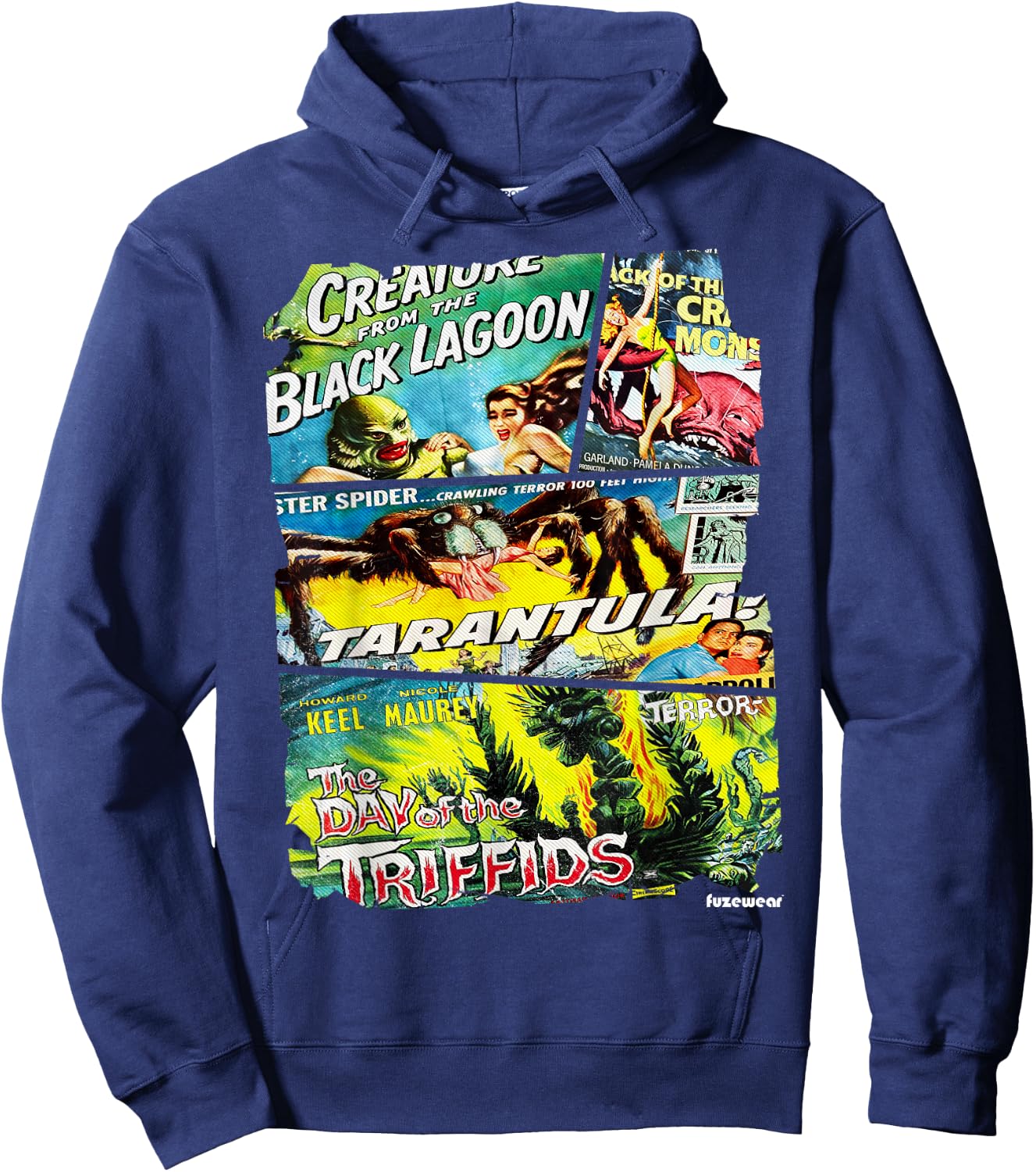 Vintage Style Sci Fi Movie Poster Collage Hoodie - Hoodie | Navy