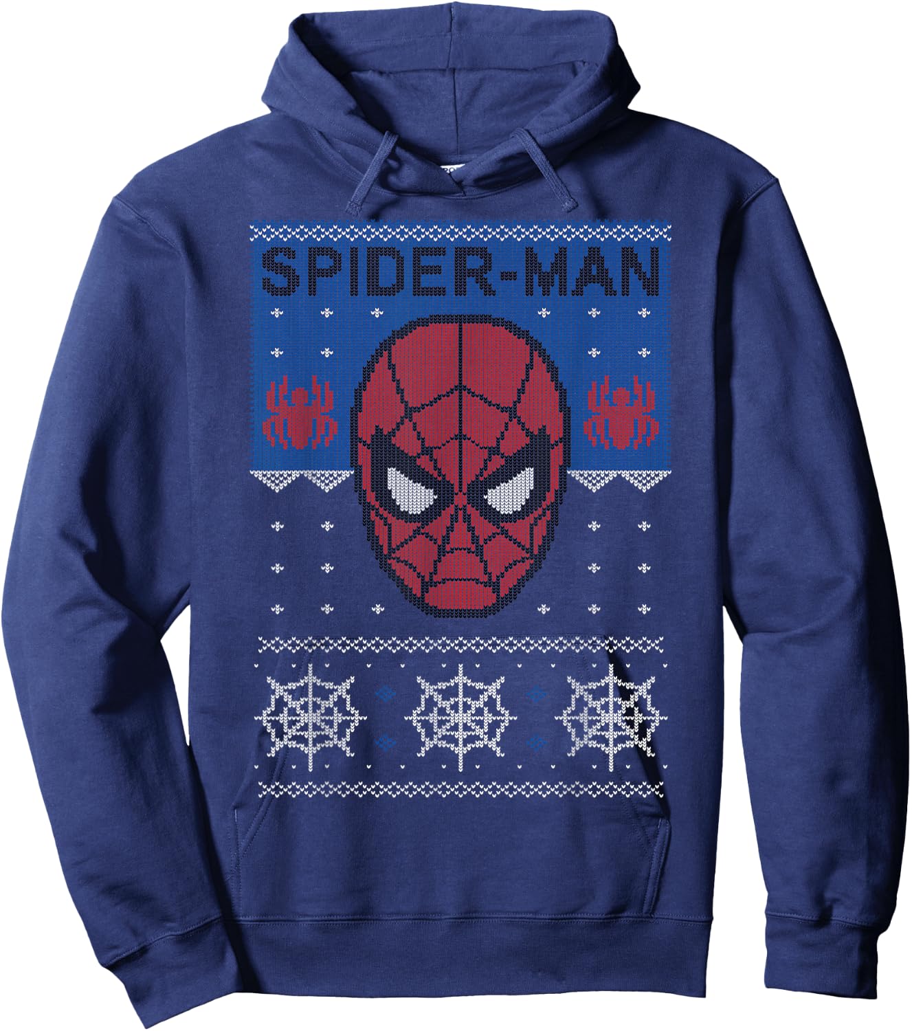 Marvel Spider-Man Mask Ugly Christmas Sweater Hoodie - Hoodie | Navy