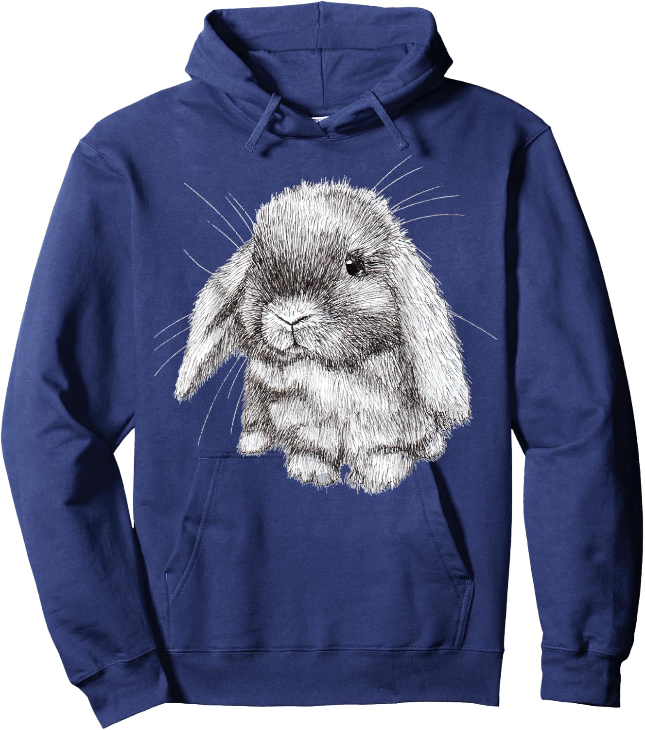 Lop Eared Bunny Rabbit Sketch Childrens Hoodie - Hoodie | Navy