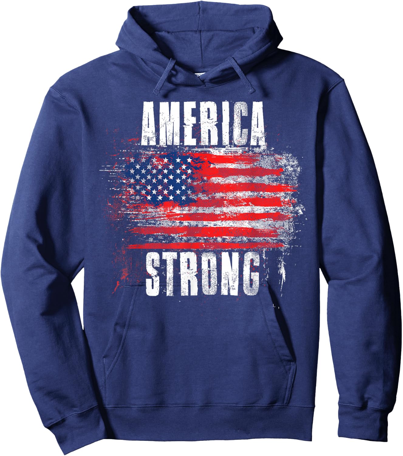 America Strong - Distressed American Pride Hoodie - Hoodie | Navy