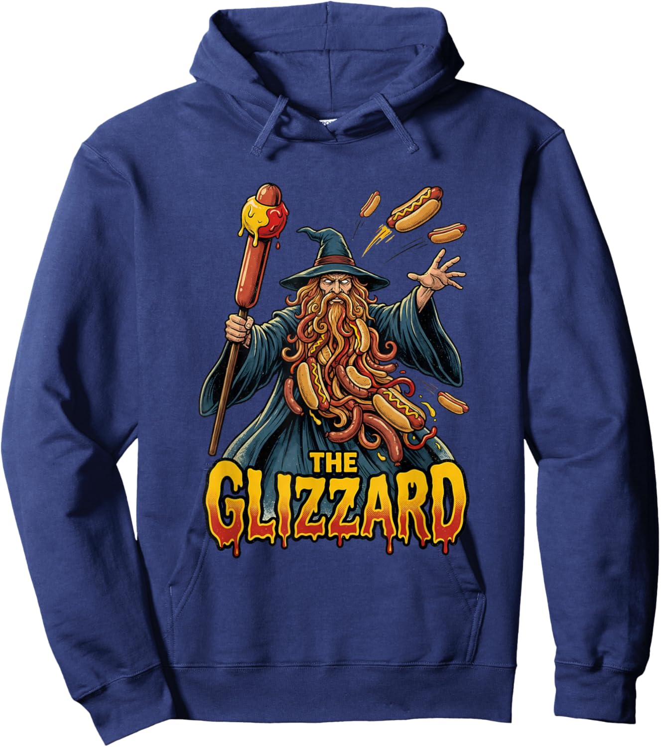 The Glizzard Hot Dog Wizard Funny Glizzy Hoodie - Hoodie | Navy