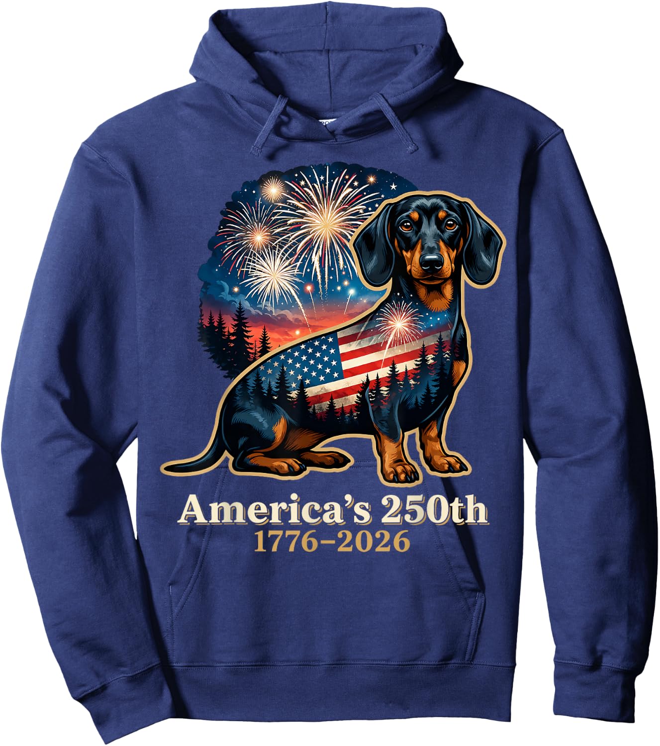Funny Dachshund 4th of July Hoodie - Hoodie | Navy