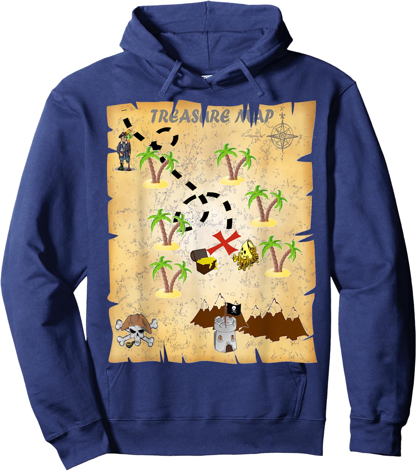 Pirate Treasure Map Hoodie - Hoodie | Navy
