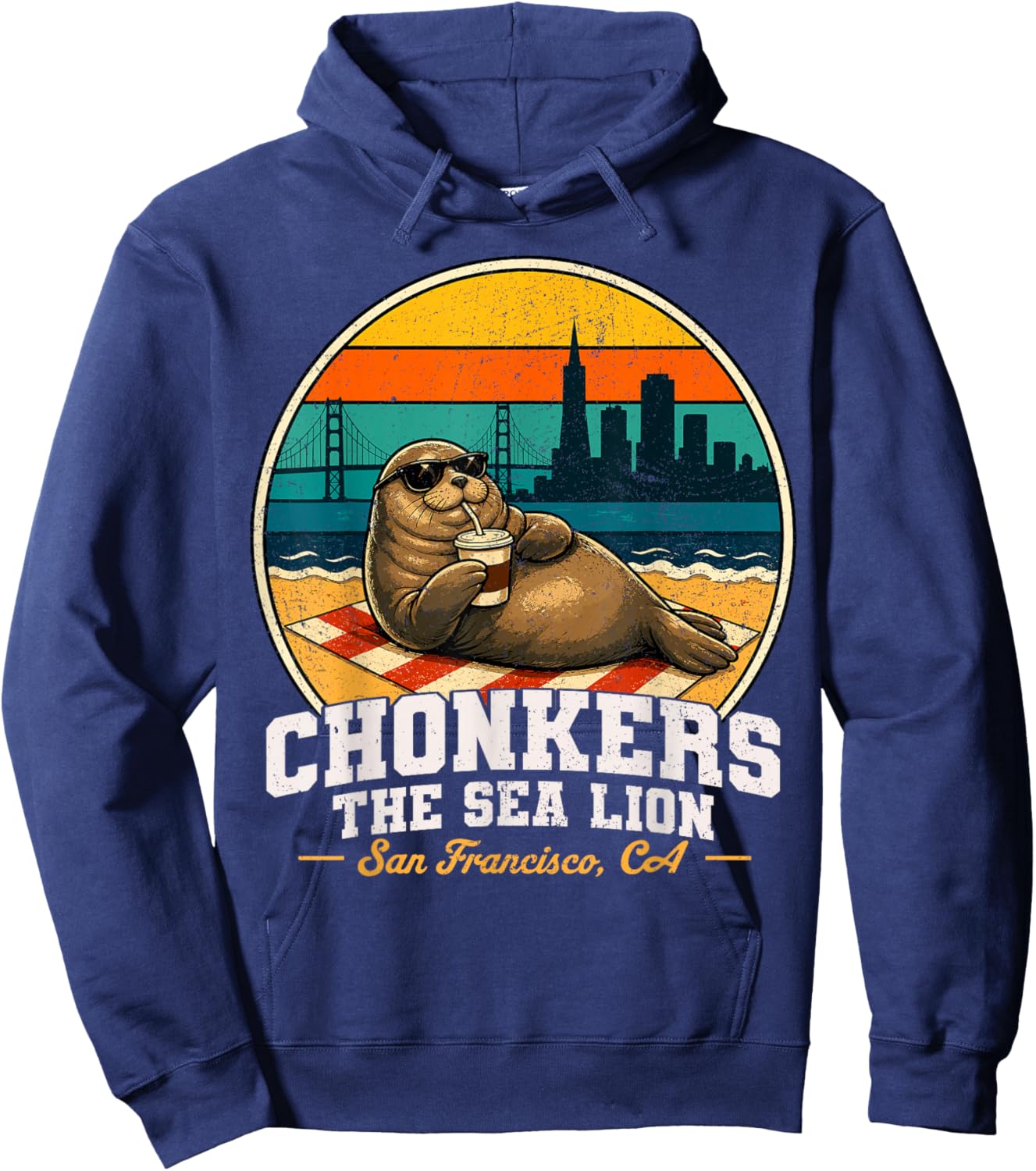 Chonkers The Sea Lion San Francisco Funny Seal Hoodie - Hoodie | Navy