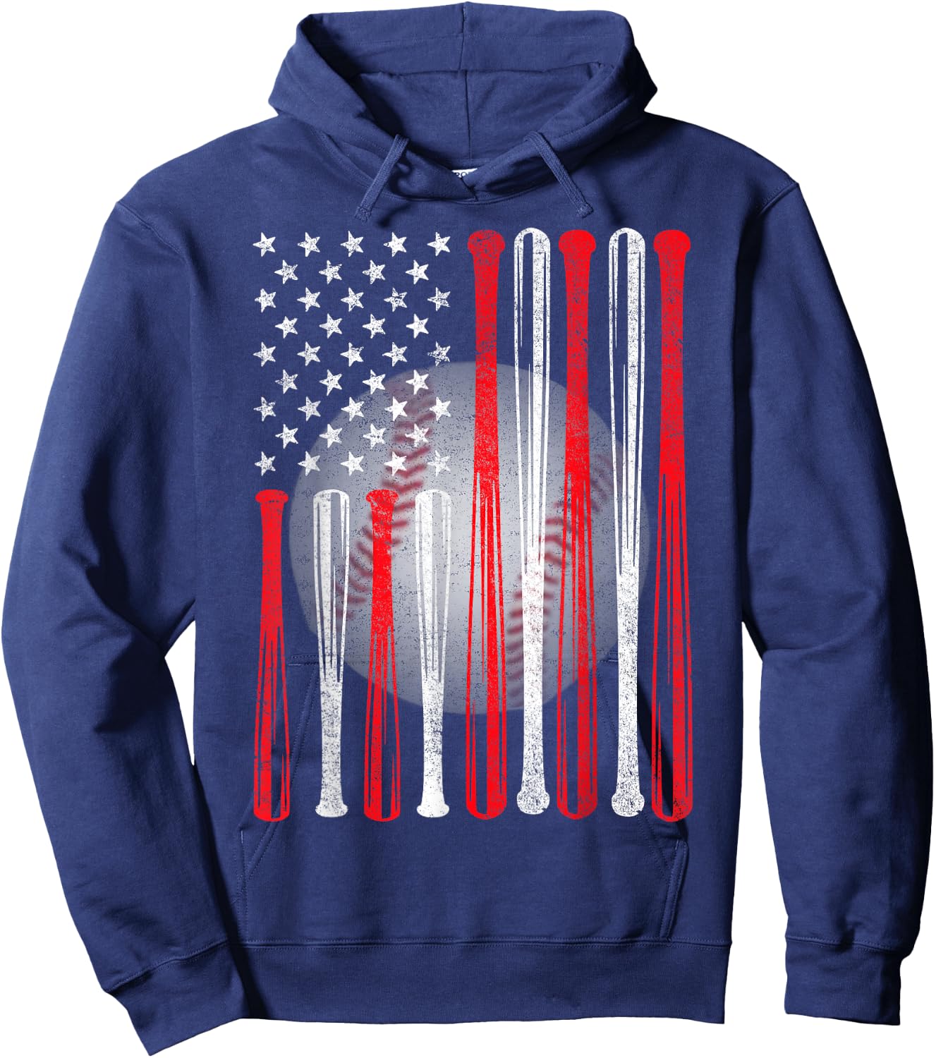 American Flag Vintage Baseball Flag , Dad, Mom Hoodie - Hoodie | Navy