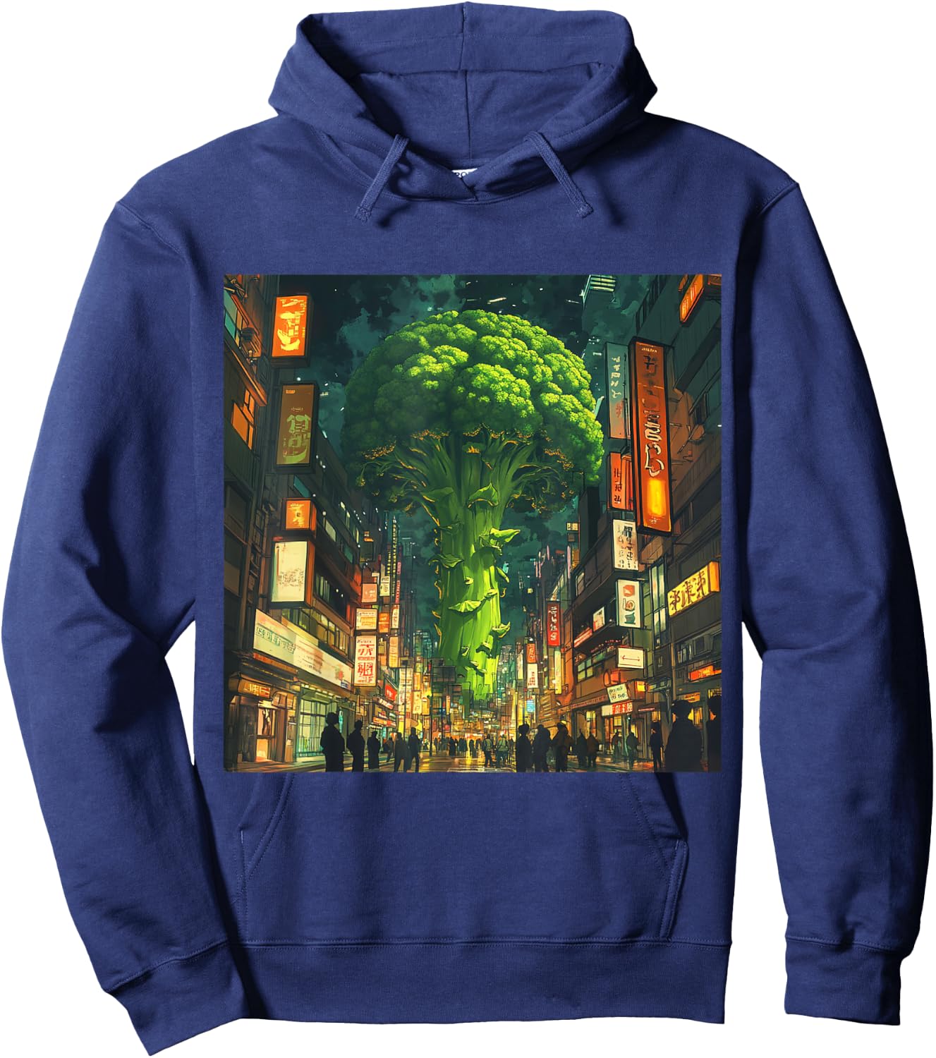 Mob Psycho100 Anime Fan Art Broccoli Tree City Hoodie - Hoodie | Navy