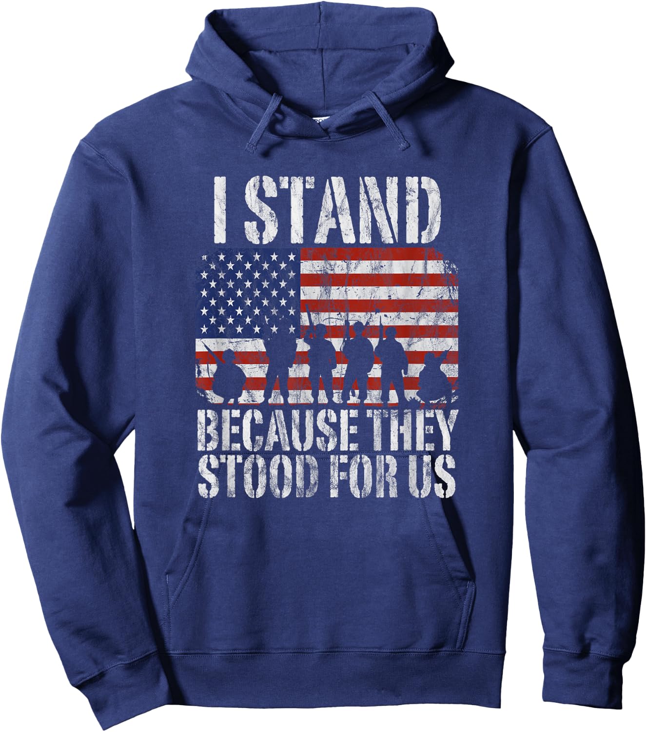 I Stand Because They Stood For Us Distressed Hoodie - Hoodie | Navy