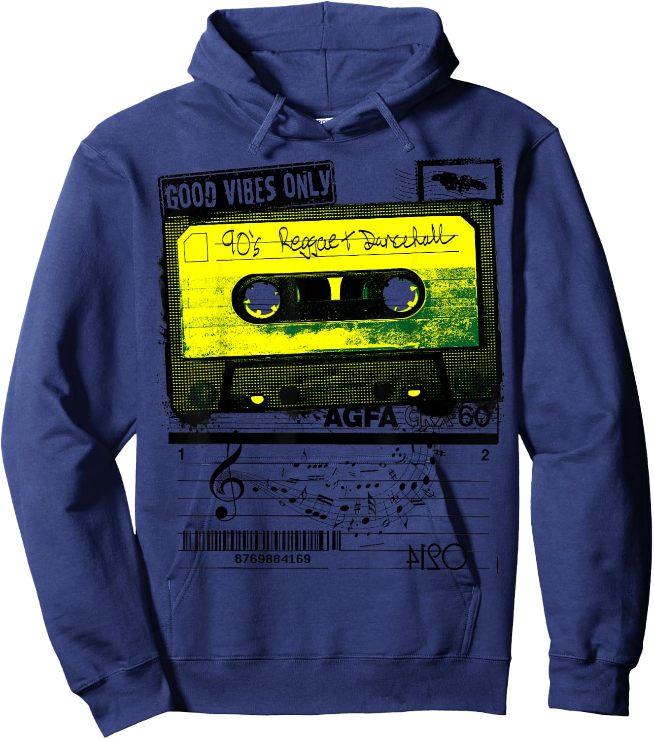Good Vibes - 90s Era Jamaican Reggae Dancehall Hoodie - Hoodie | Navy