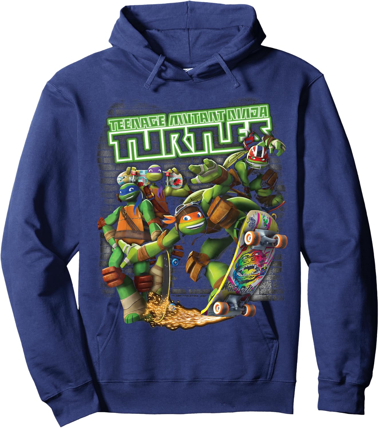 TMNT Ninjas Neon Skateboarding Hoodie - Hoodie | Navy