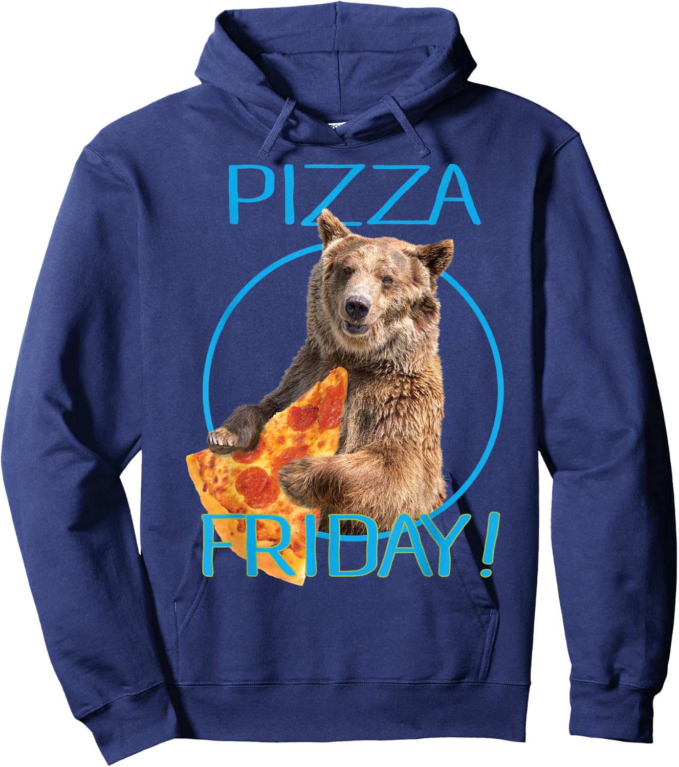 Pizza Friday Bear Humorous Hoodie - Hoodie | Navy