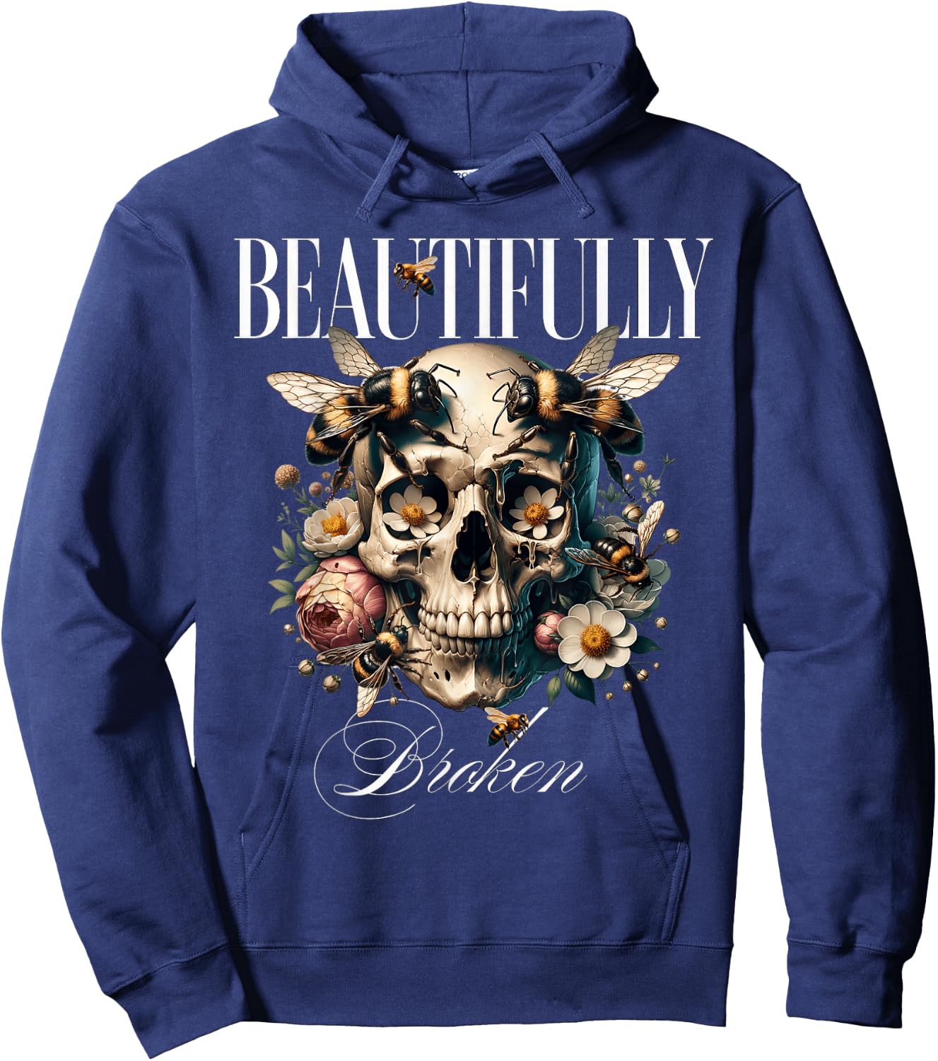 Beautifully Broken Women Vintage Retro Hoodie - Hoodie | Navy