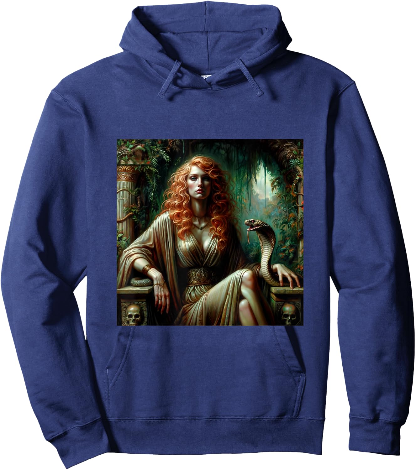Lilith with Snake Botanical Art Hoodie - Hoodie | Navy