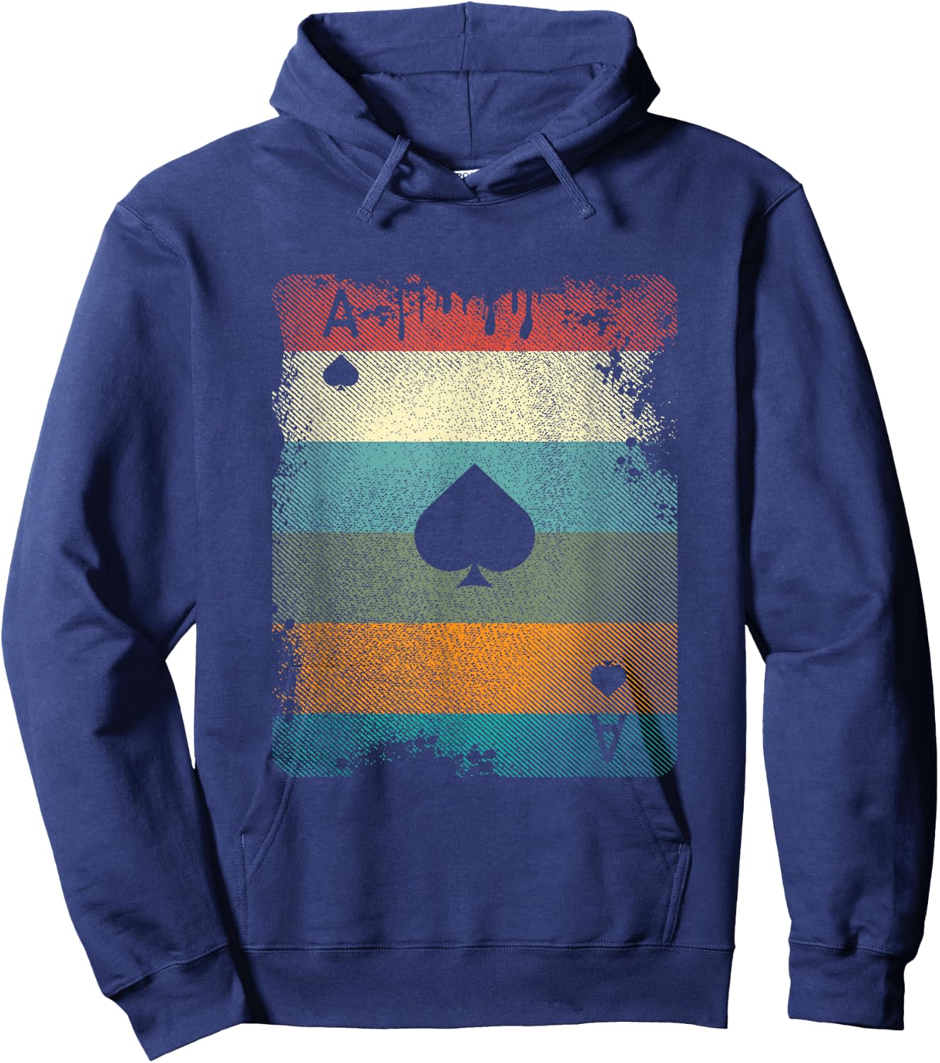 Vintage Poker Ace of Spades Retro Cards Gift Hoodie - Hoodie | Navy