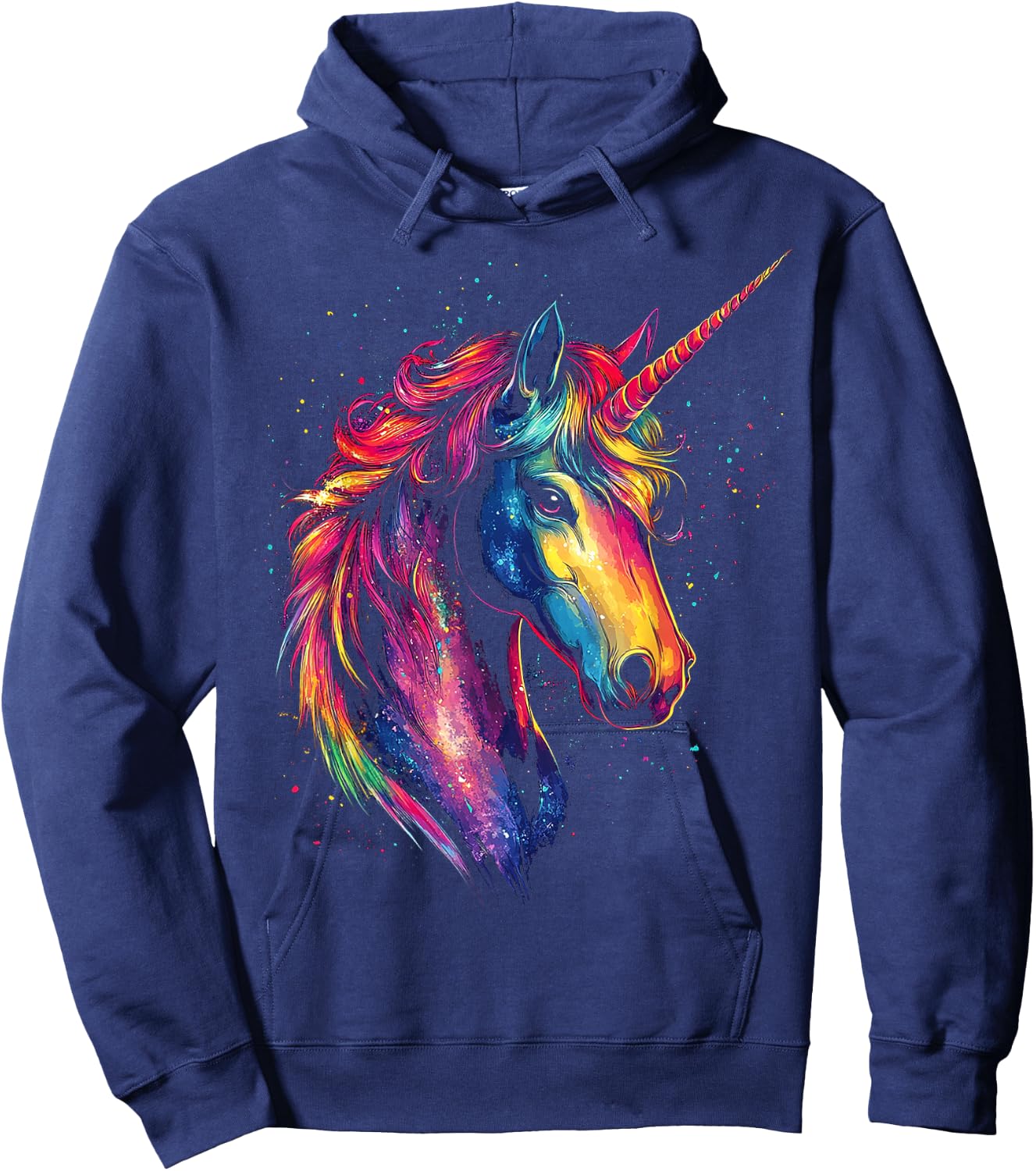 Unicorn Mythical Motif Fantasy Artwork Unicorn Hoodie - Hoodie | Navy