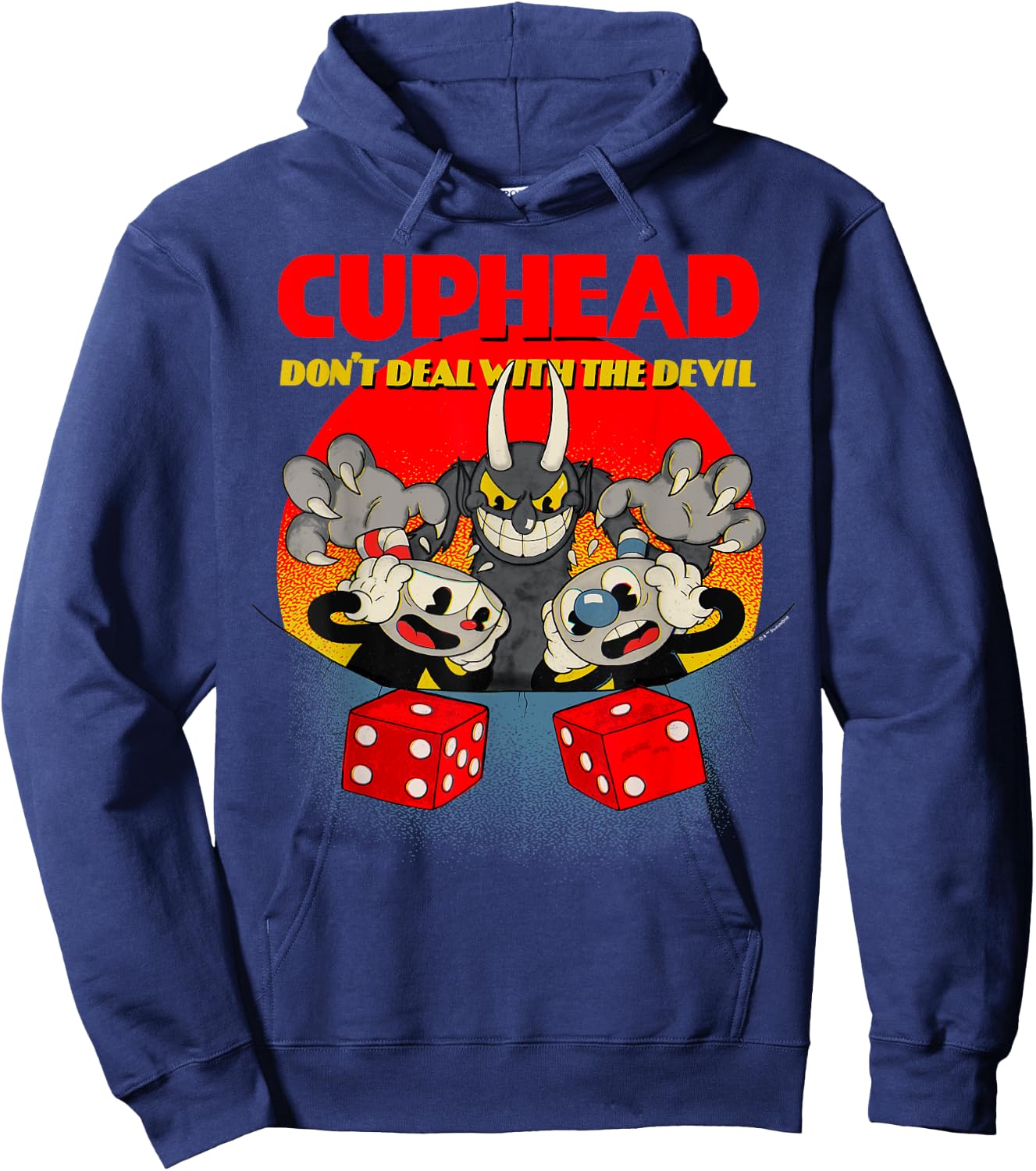 Cuphead And Mugman Devil's Dice Video Game Hoodie - Hoodie | Navy