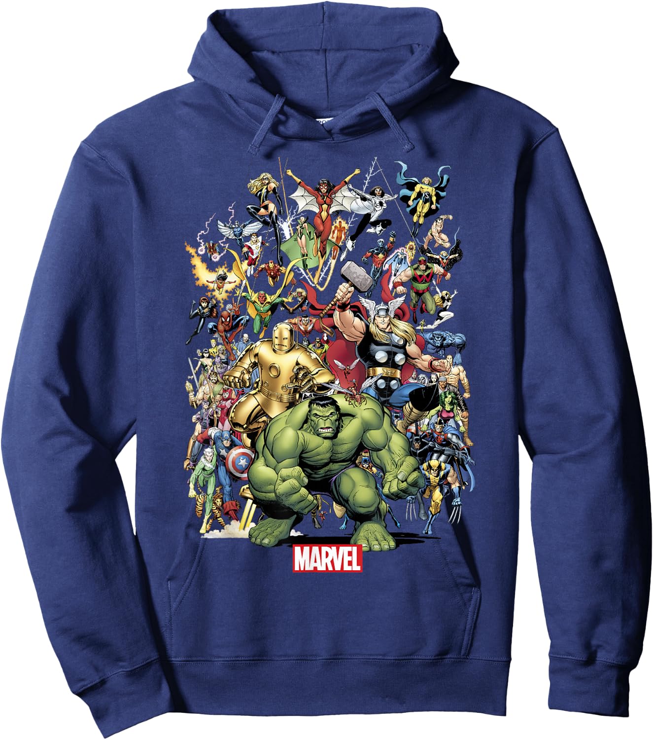 Marvel Exclusive Franchise Superhero Collage Hoodie - Hoodie | Navy