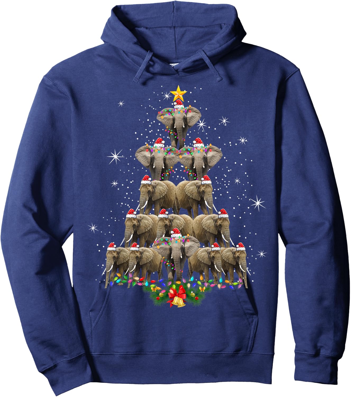 Elephant Christmas Men Women Elephant Lover Hoodie - Hoodie | Navy