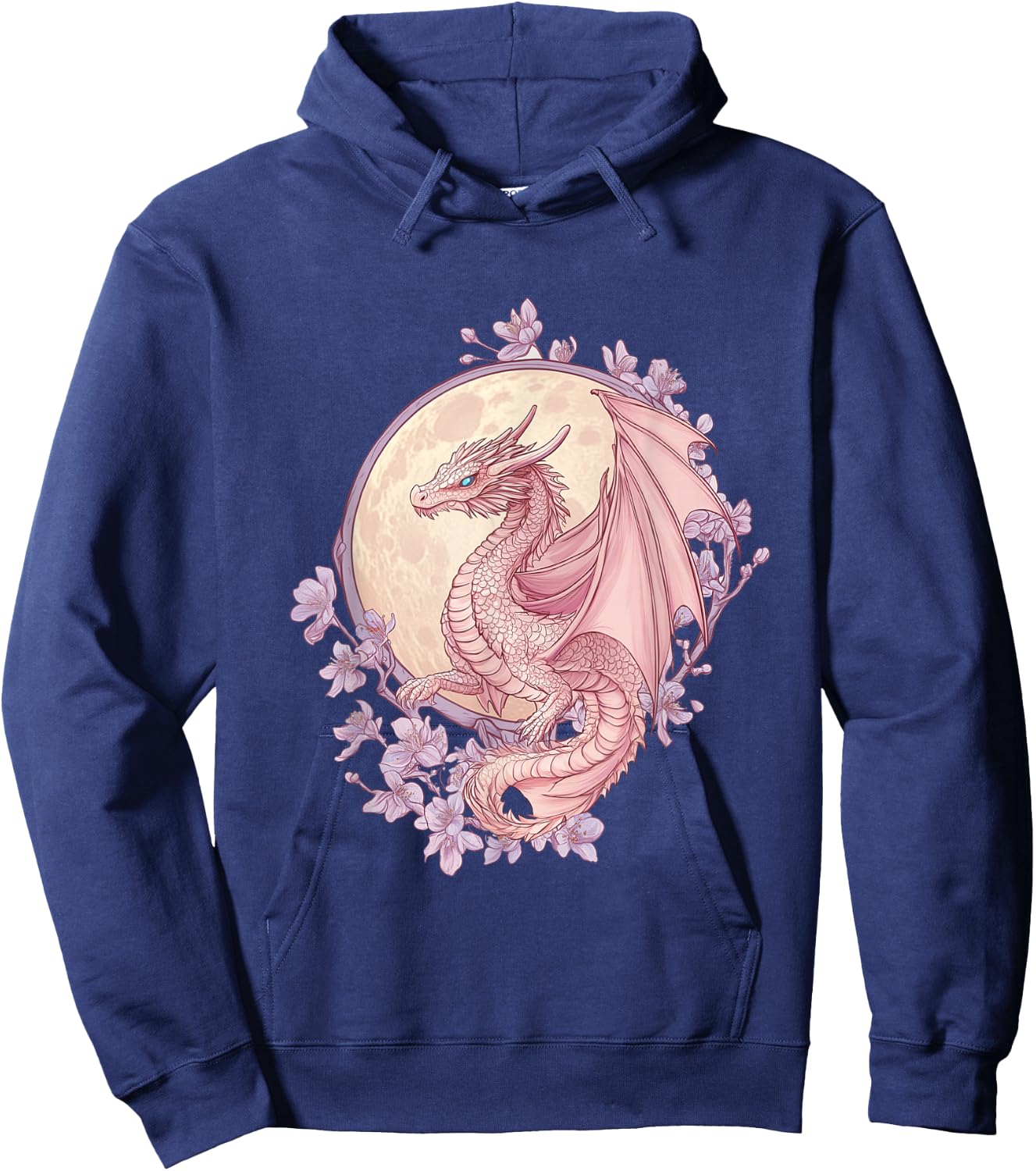 Art Nouveau Pink Dragon in Cherry Blossom Realm Hoodie - Hoodie | Navy