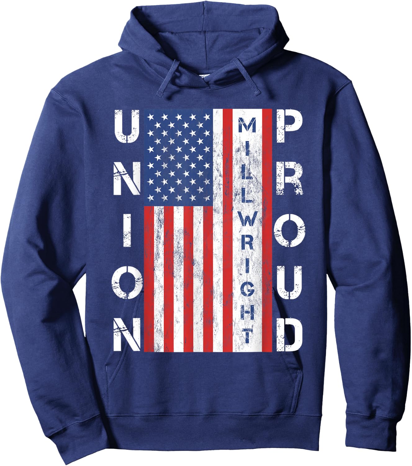 Union Proud American Flag Millwright Hoodie - Hoodie | Navy