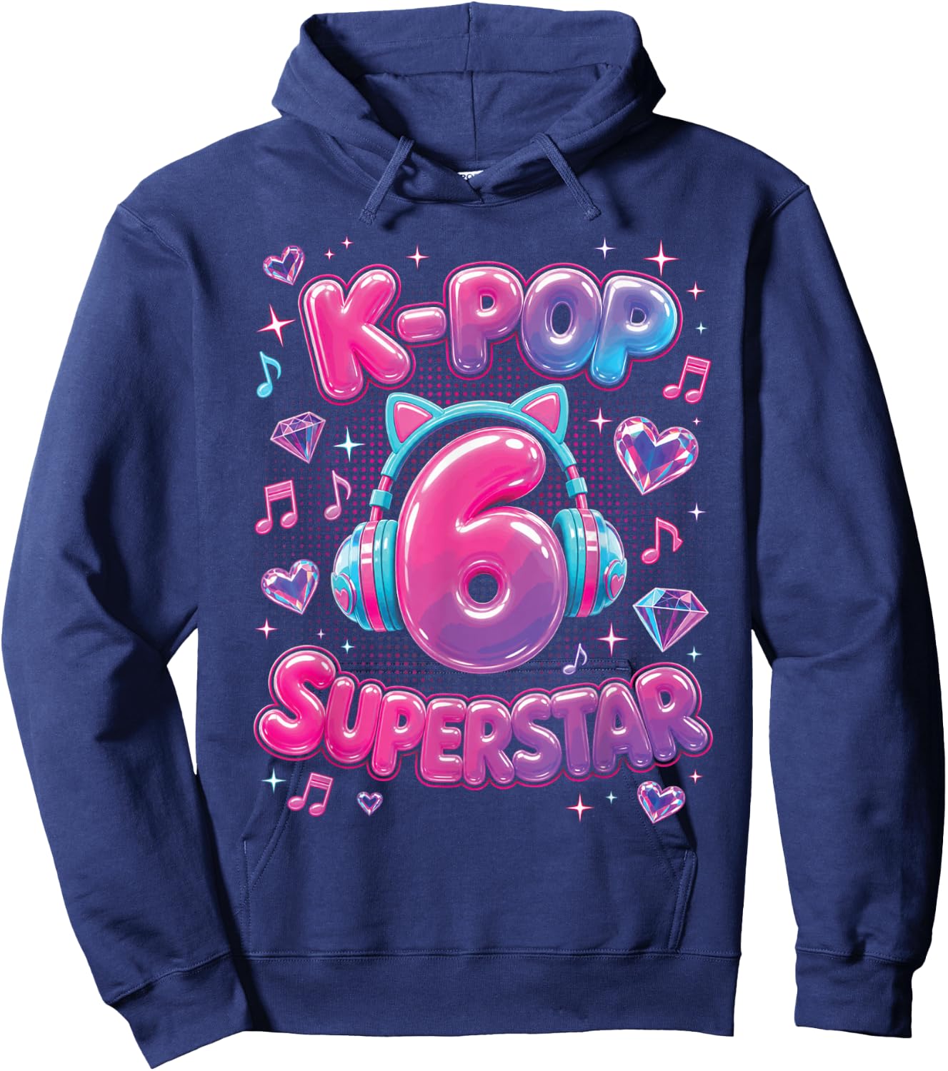 K-Pop 6th Birthday Girls 6 Year Old Girl Hoodie - Hoodie | Navy