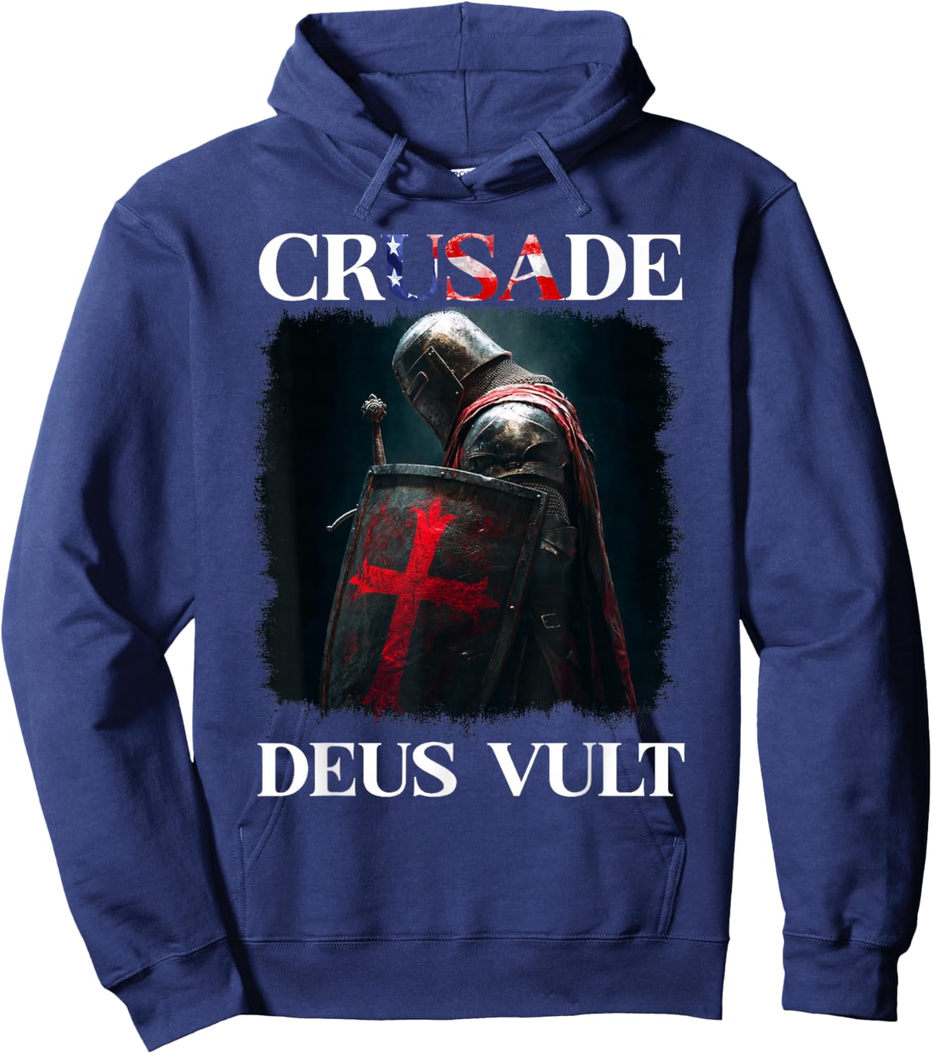 Epic Templar Knight Deus Vult Hoodie - Hoodie | Navy