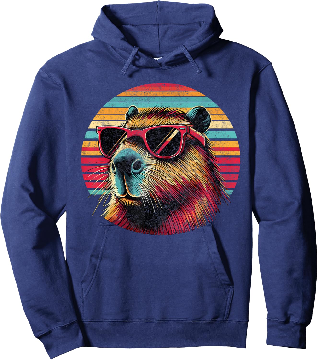 Capybara Retro Sunglasses Hoodie - Hoodie | Navy